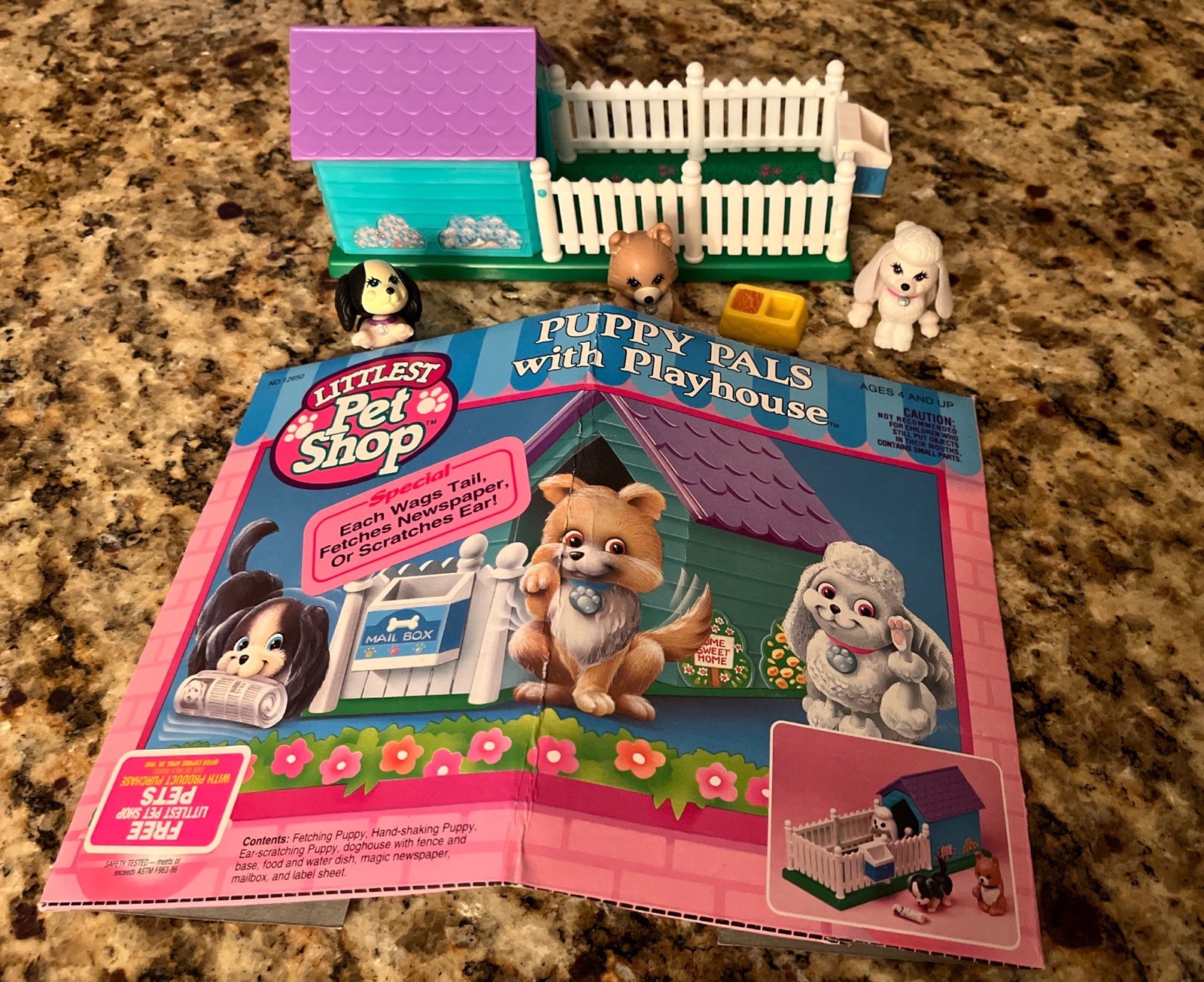 Vintage 1992 Littlest Pet Shop Puppy Pals With Playhouse