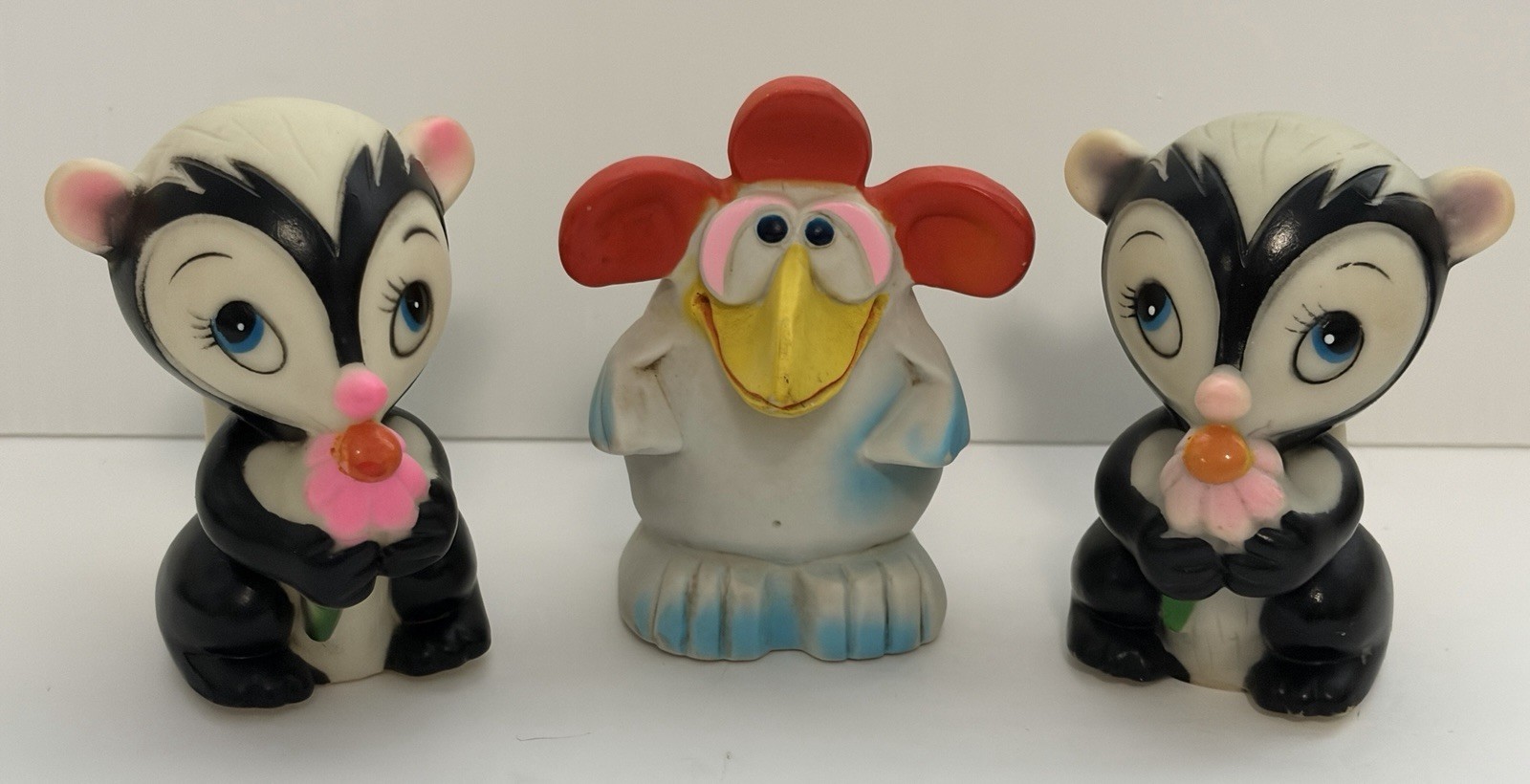 Vintage Rubber Squeak Toys 1973 Dankin “Flower” Skunk 1980 Klara Klucker Work