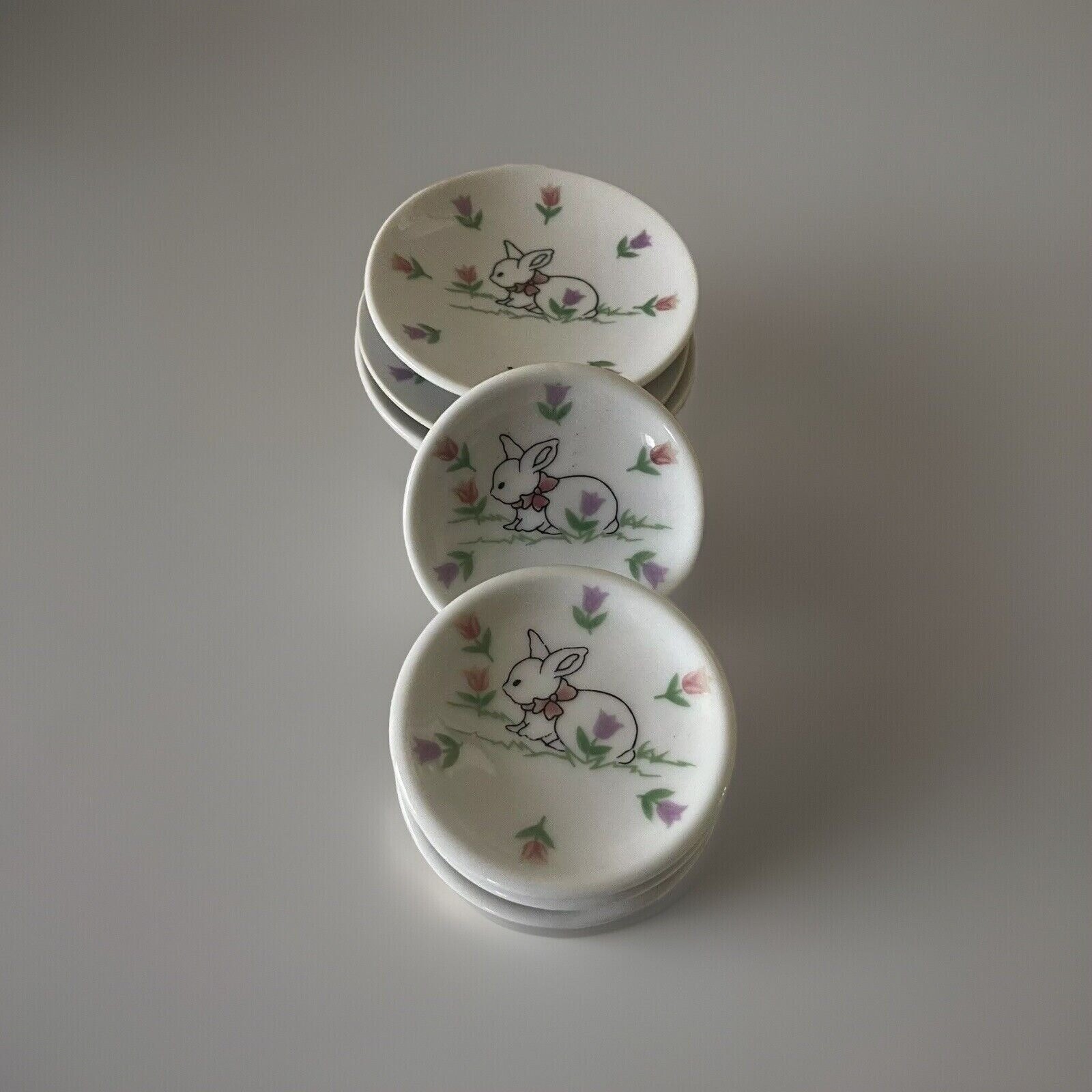 ABC Dist. Miniature Tea Set Replacement Plates Mini Porcelain 8 pc Rabbit Bunny
