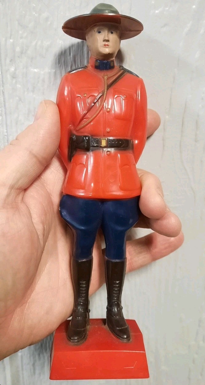 Vintage Canadian Mountie 1950s RELIABLE Plastic Canada Souvenir 8″ Tall Figure