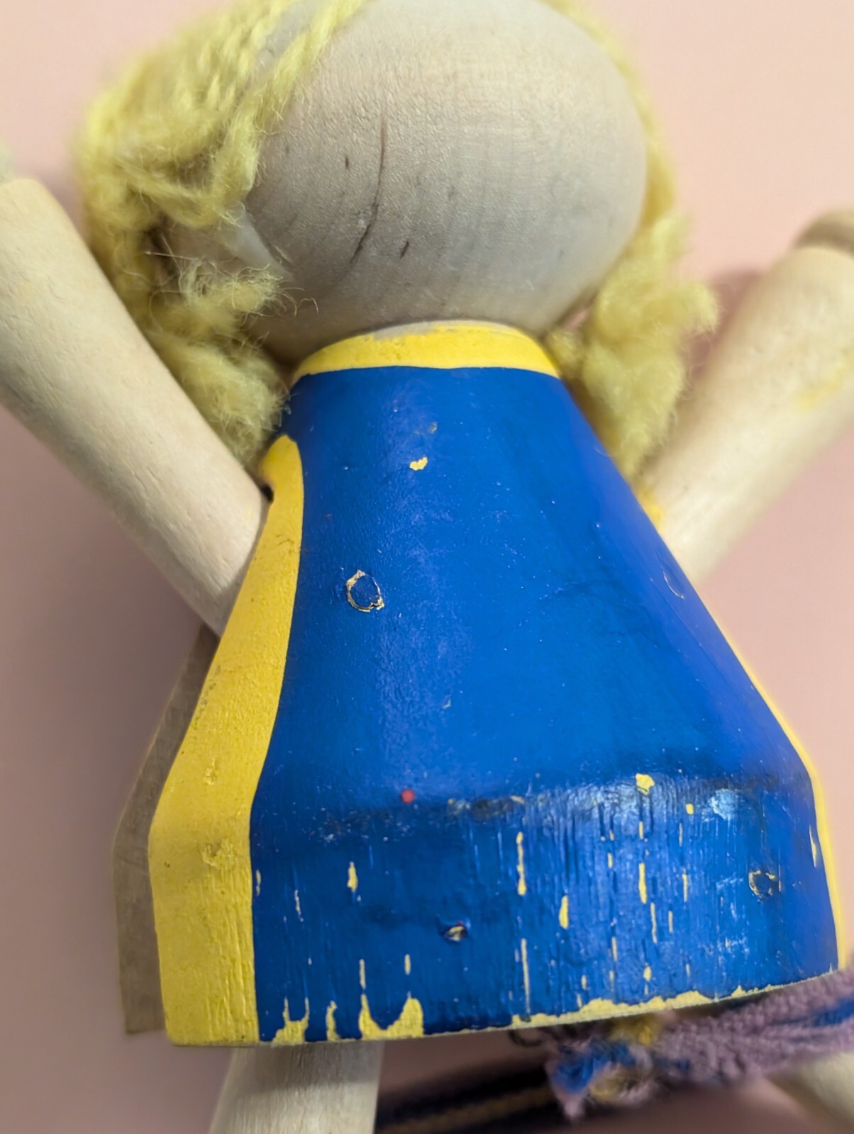 Vtg Wooden Blonde Girl Pull Cord Puppet Doll – Sweden – Rare Torsten Klintas Toy