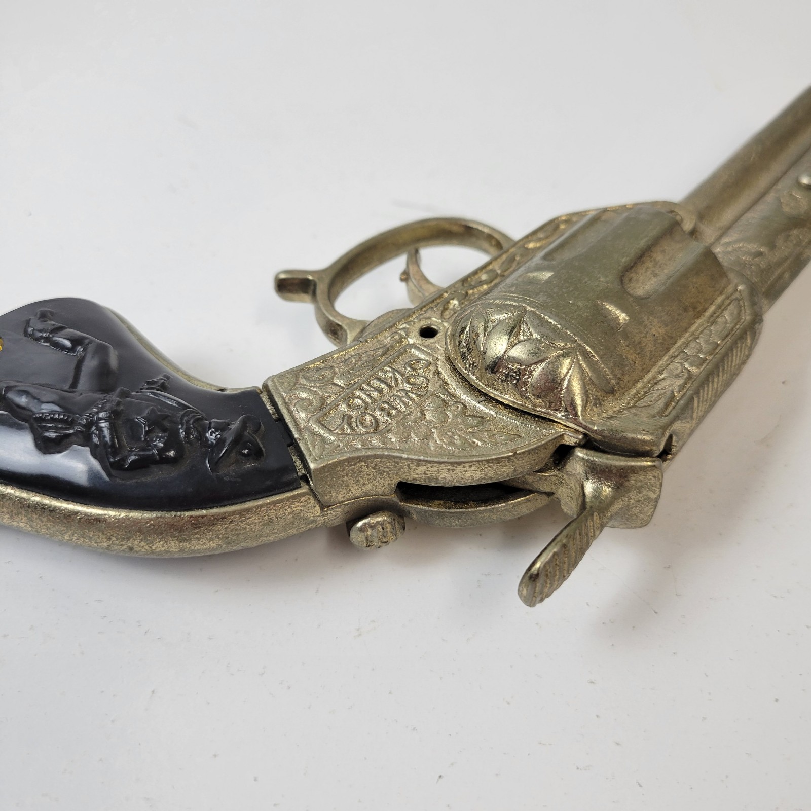 * 1 Star Rare Gold Finish W/ Black Grips 1940 Stevens Cowboy King Cap Gun C25.1