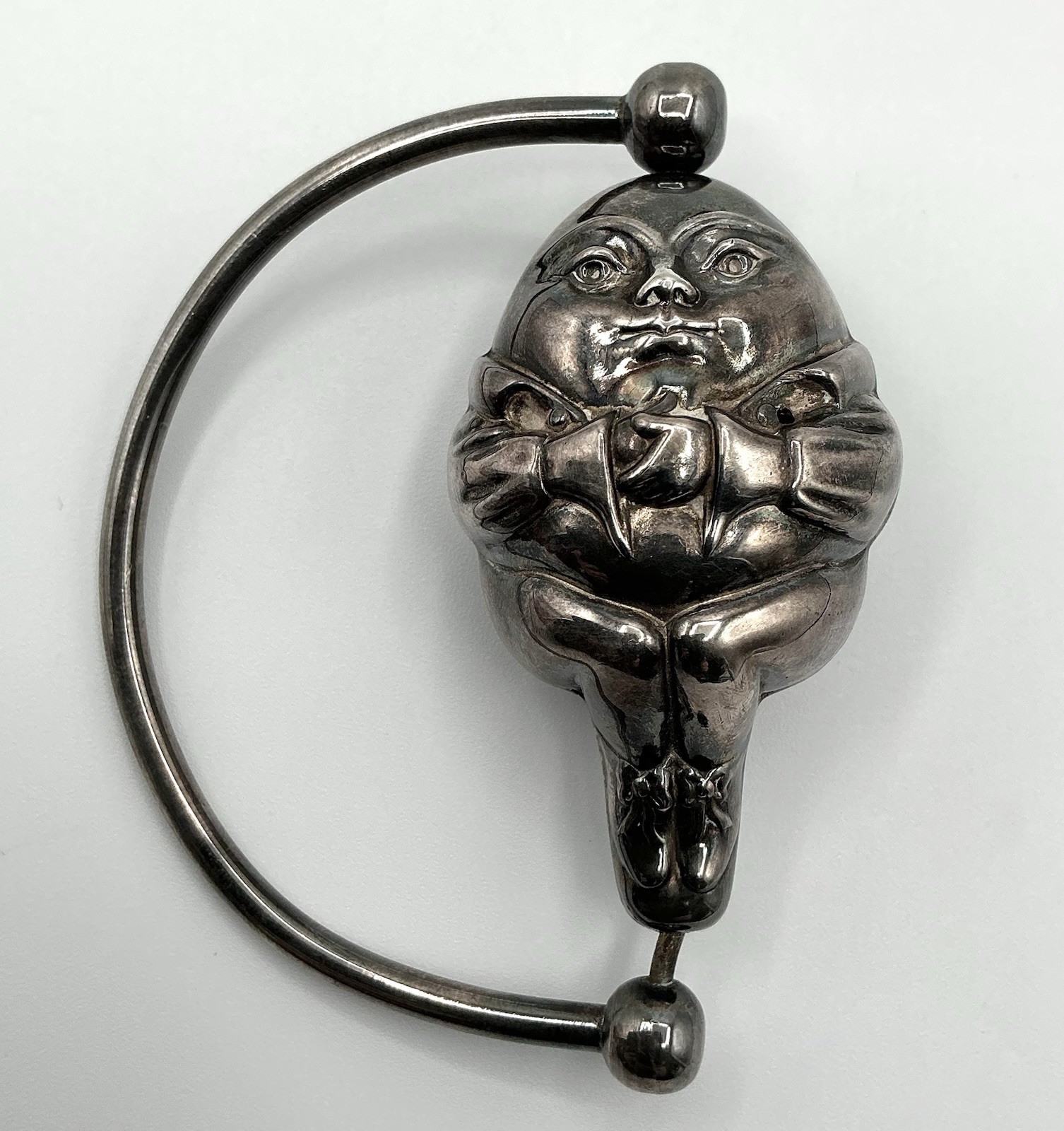 Vintage Silverplate Humpty Dumpty Victorian Luxury Baby Rattle