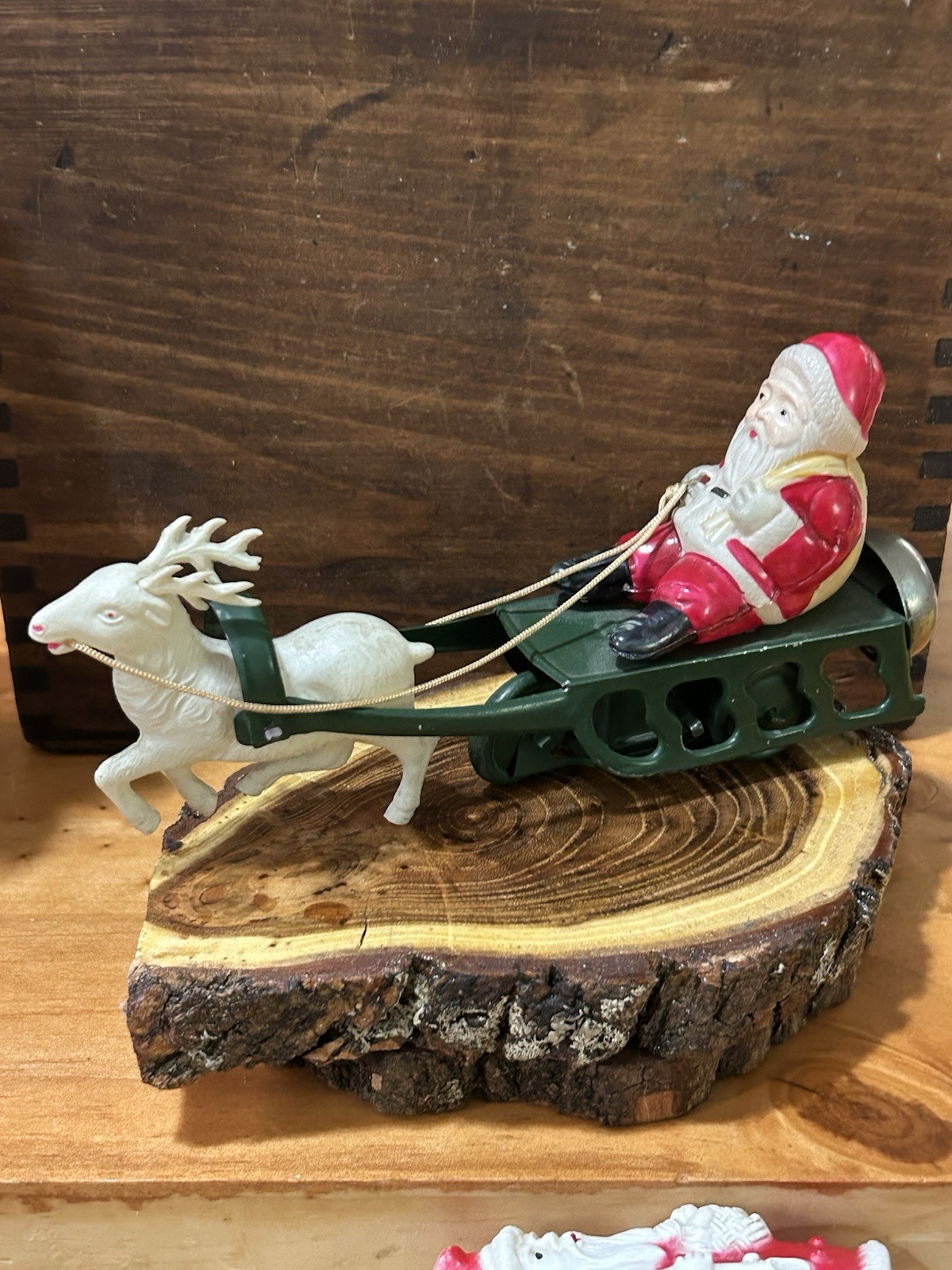 VINTAGE SANTA CLAUS ON SLED CLOCKWORK TOY MADE IN OCCUPIED JAPAN