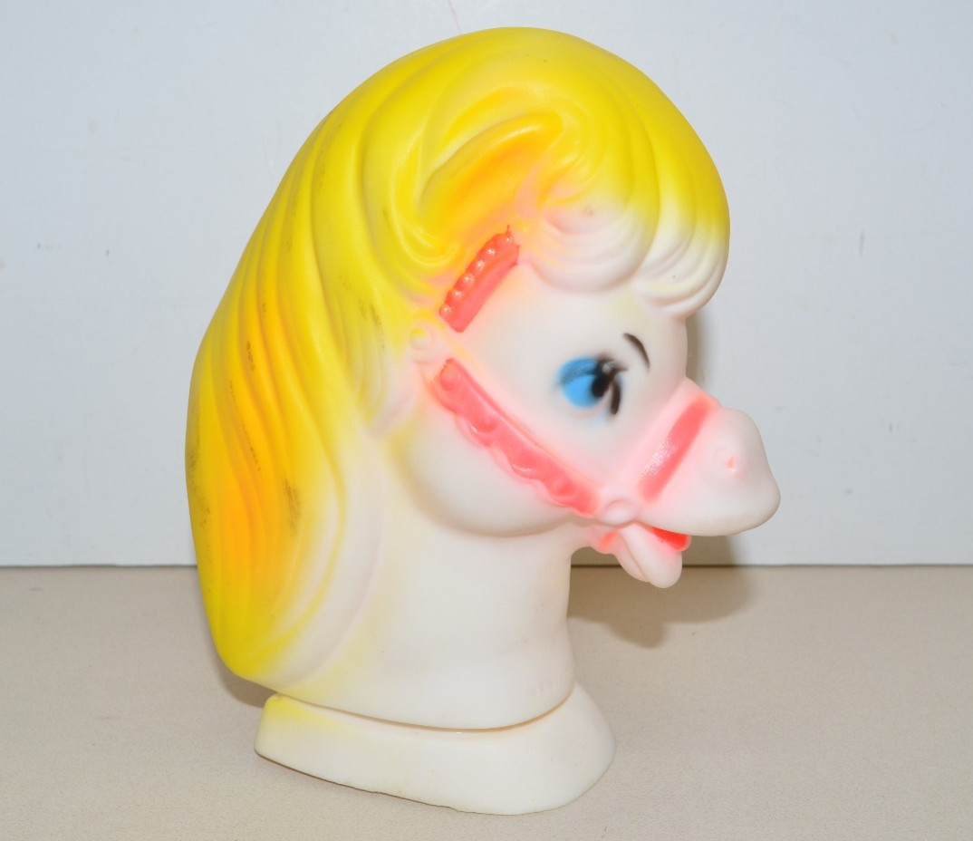 Vintage 1960s HORSE PONY HEAD Squeaky Toy Retro Kitsch Sanitoy