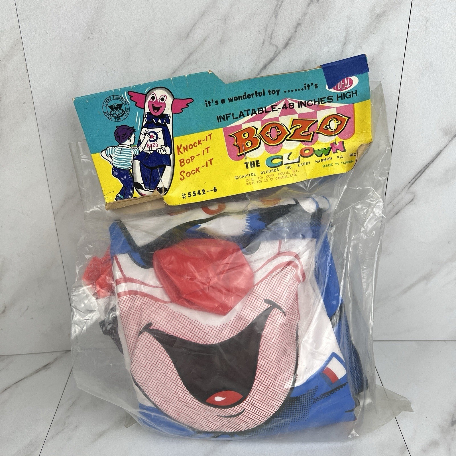 NEW Vintage 1968 Larry Harmon Bozo The Clown Inflatable 48″ Bop-It Punching Bag