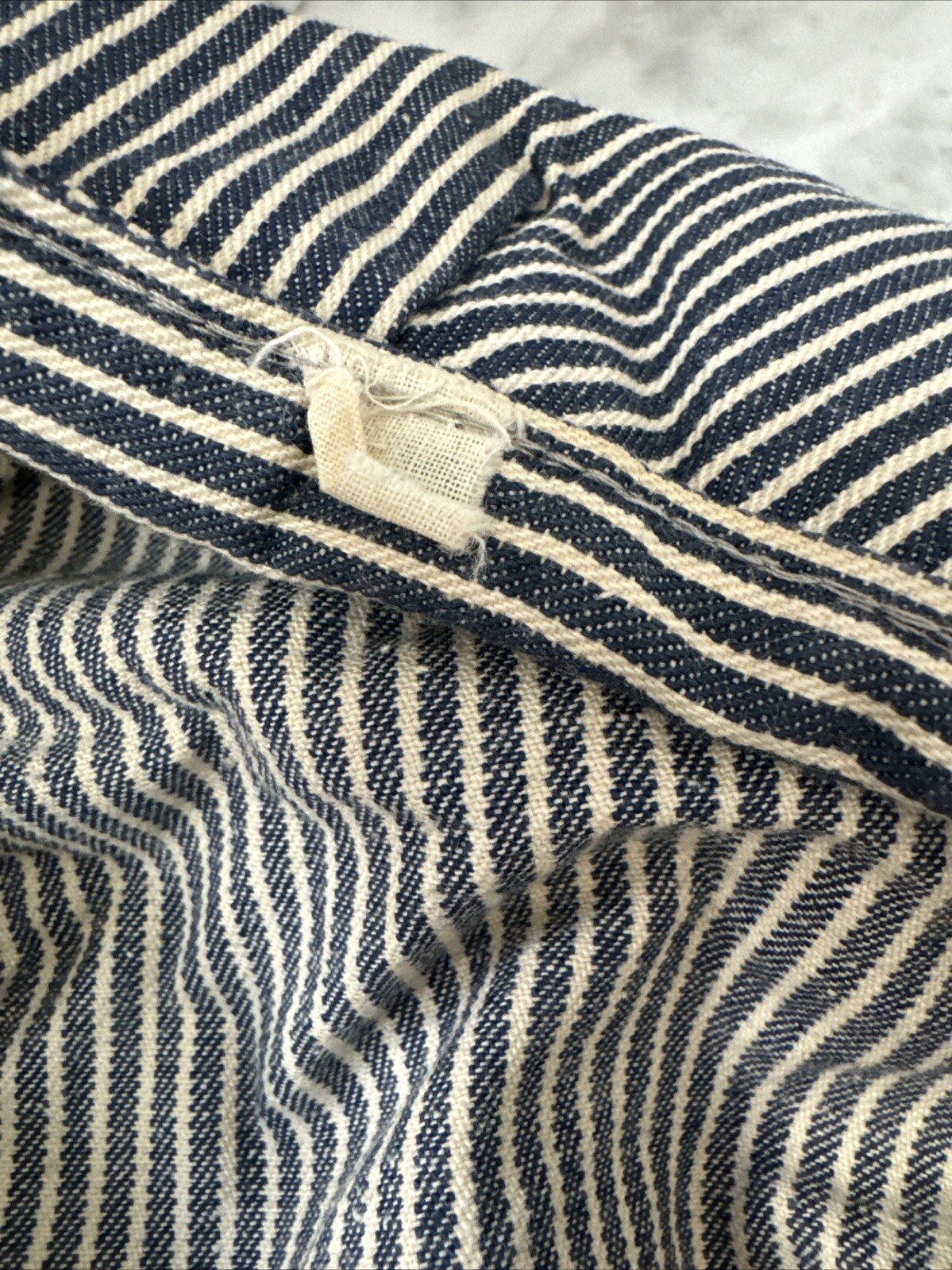Vtg Childrens Railroad Engineer Style Blue & White Striped Cap Hat Youth Kids
