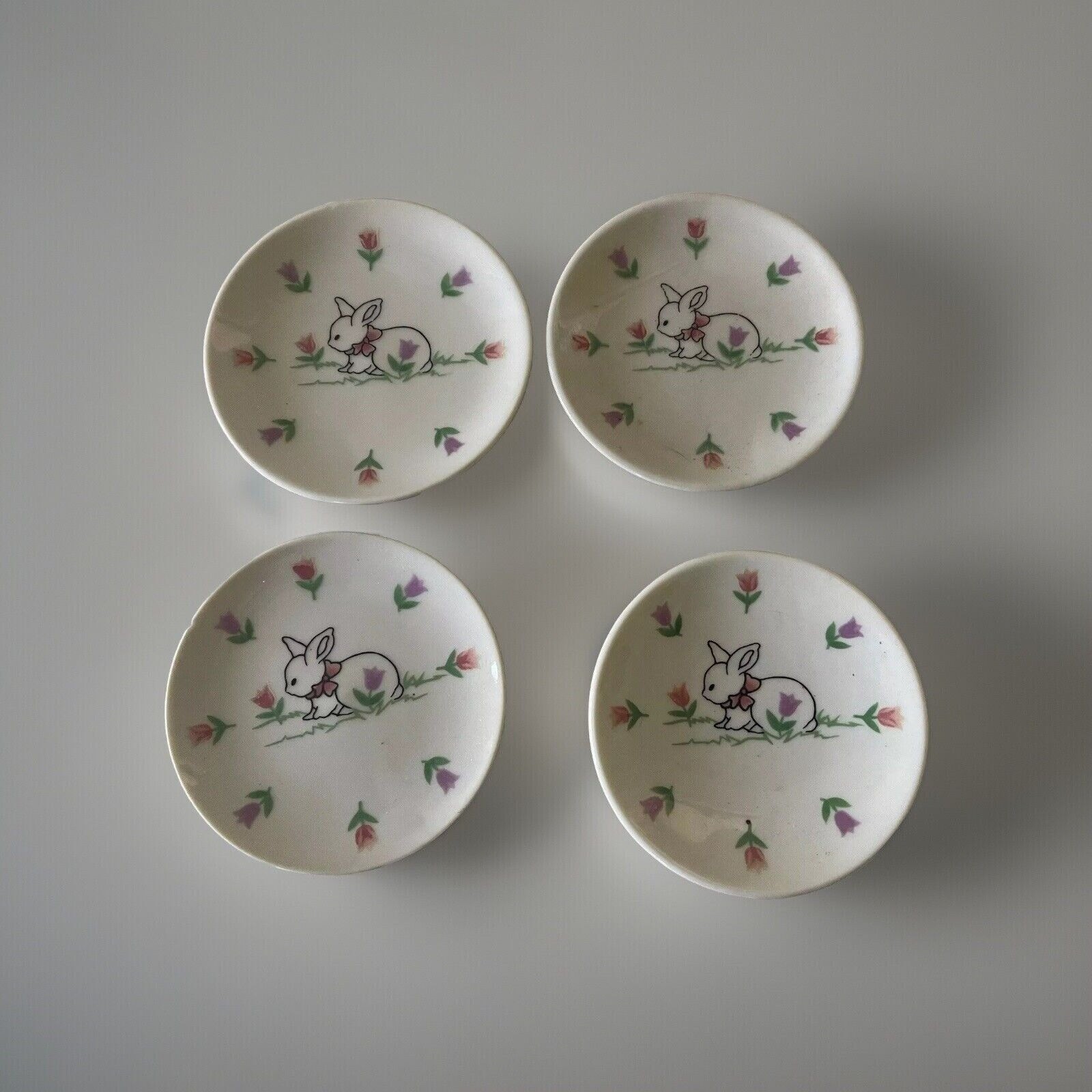 ABC Dist. Miniature Tea Set Replacement Plates Mini Porcelain 8 pc Rabbit Bunny
