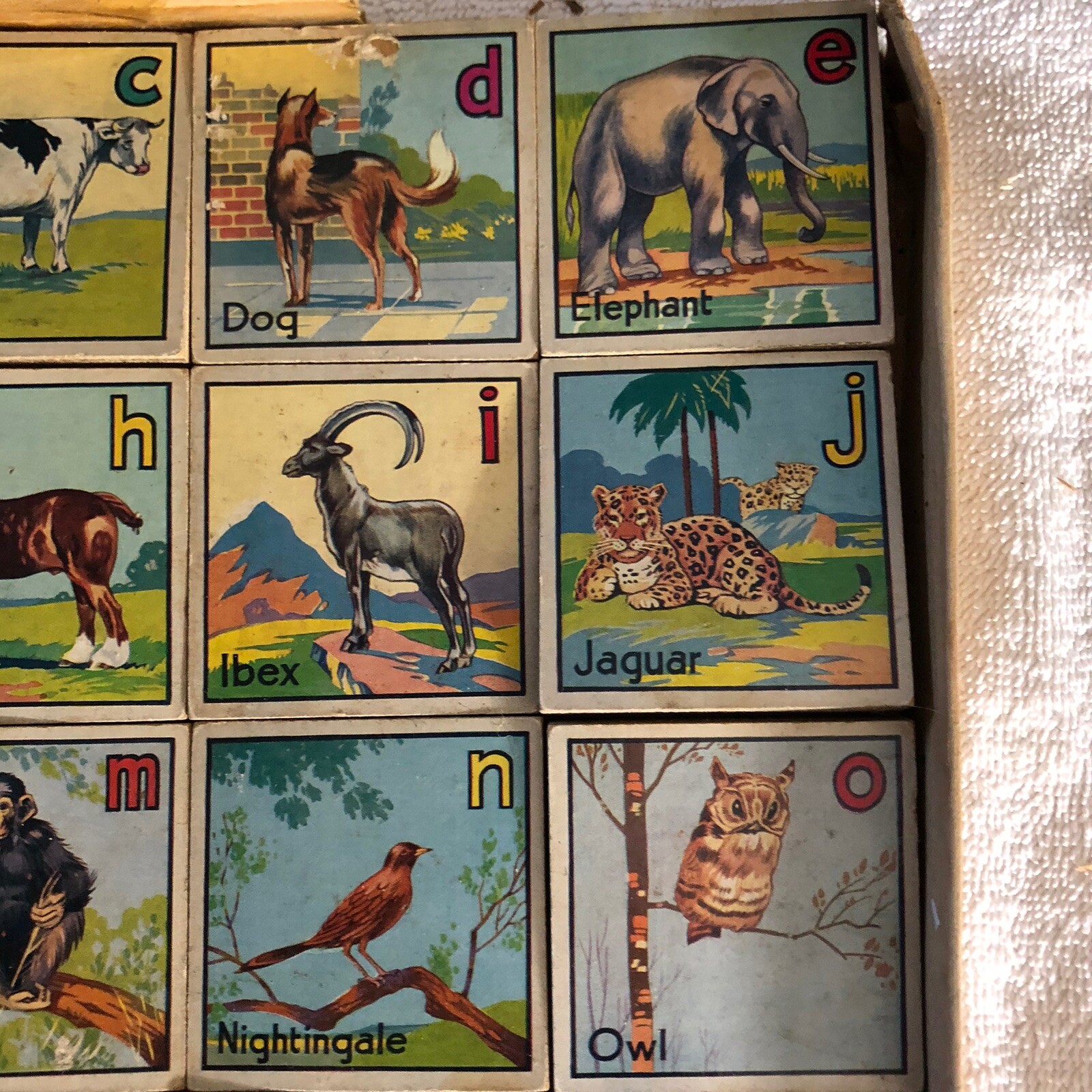 Vintage Victory’s Children’s Blocks Letters Removable 2 Sided Animal ‘s on Back