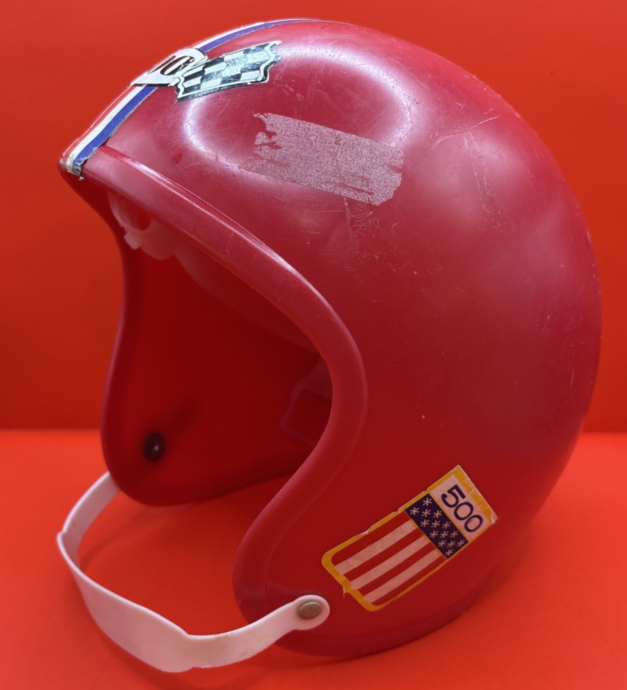 VTG Gay Toys, Inc Youth Red Plastic 500 Toy Racing Helmet for Costume, Dress-Up