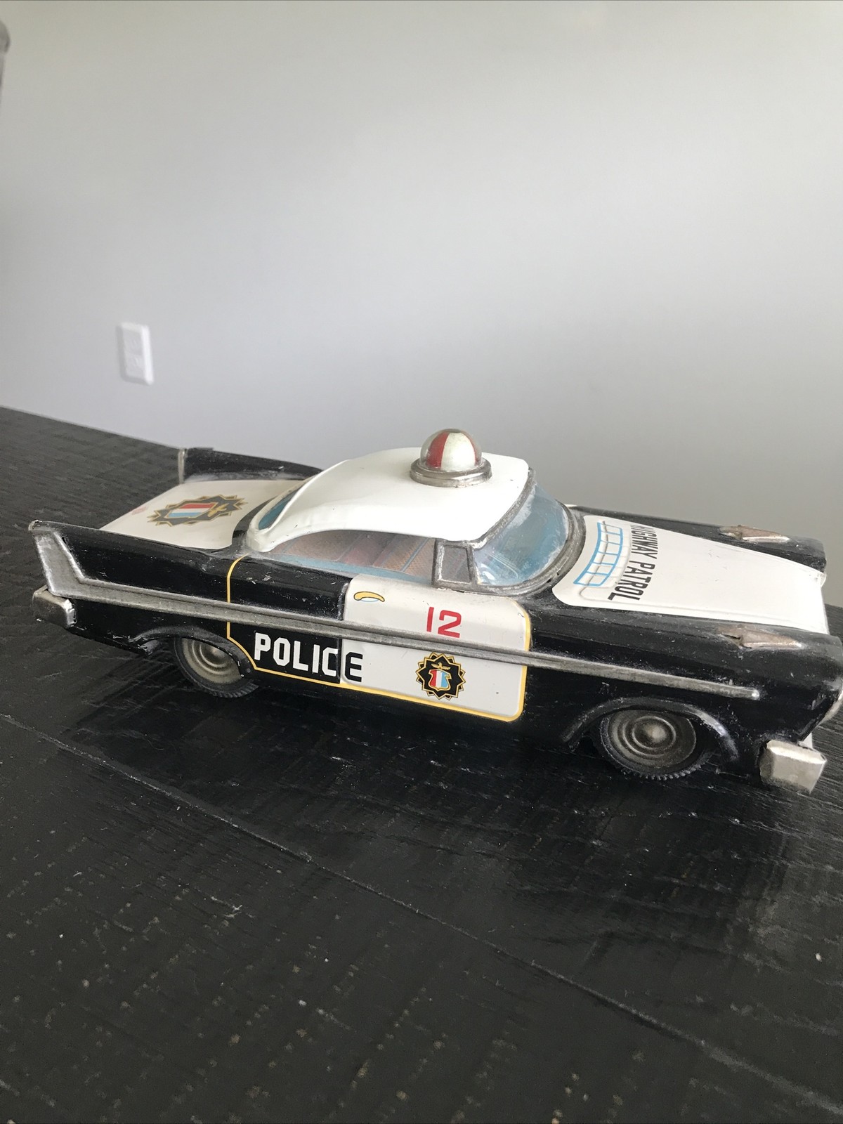 Vintage 1957 Plymouth Police Car Highway Patrol Friction Litho Christine JAPAN