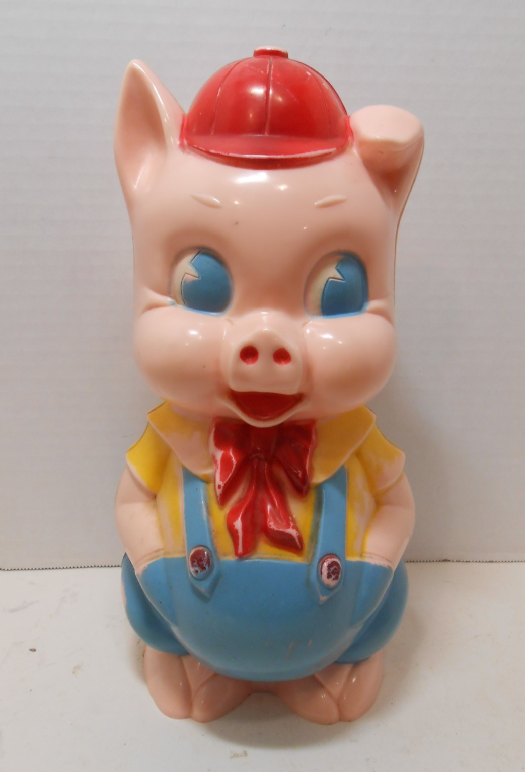 VINTAGE 1950’S IDEAL PORKY PIG PIGGY HARD PLASTIC COIN BANK DOLL FIGURE I-2317