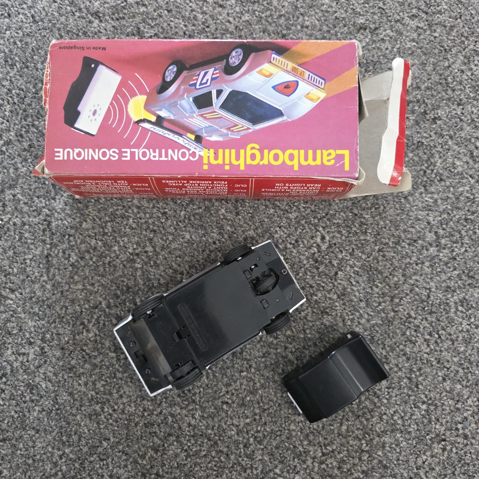 Vintage Lamborghini LP-500 Sonic Control Light Up Click RC Car Boxed Singapore