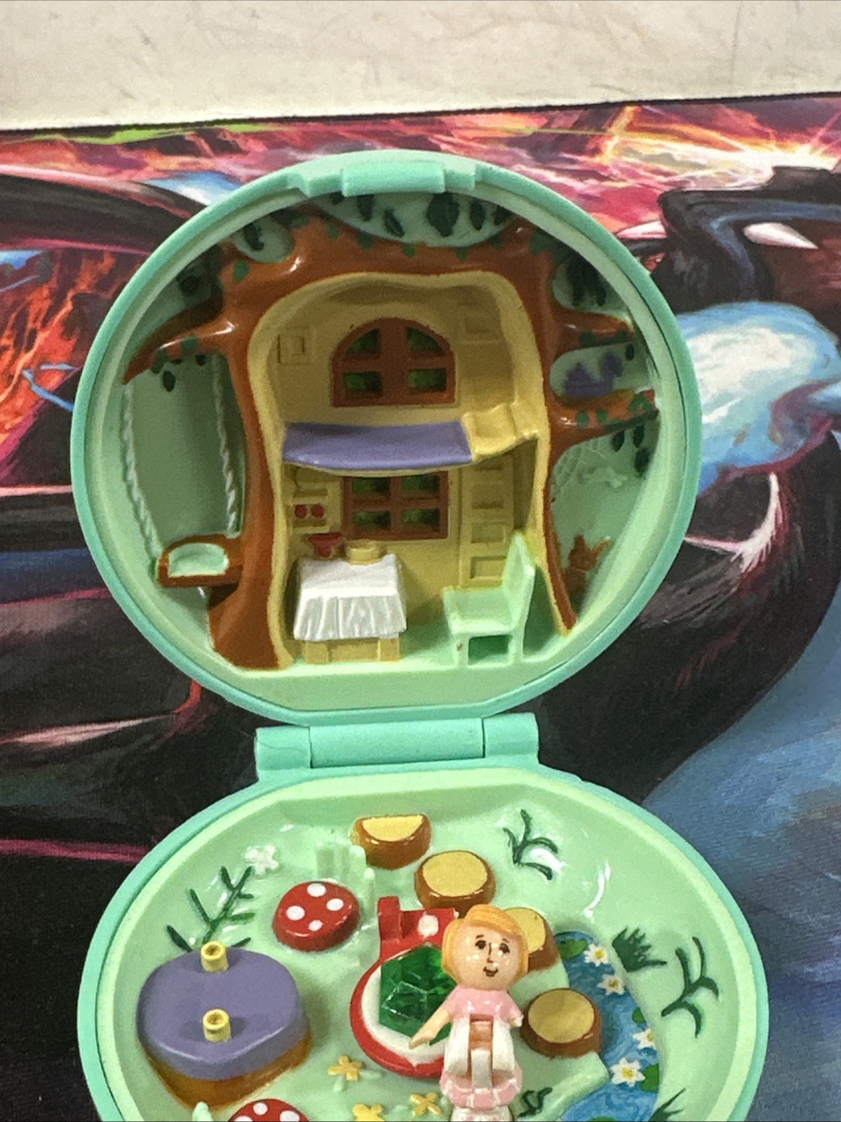 VINTAGE Bluebird Polly Pocket Emerald Jeweled Woodland Realm Forest Incomplete