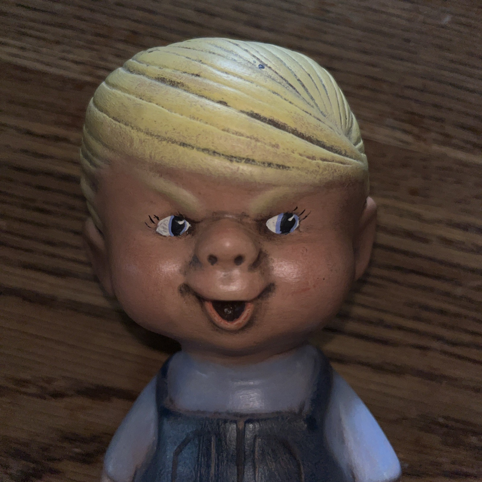 DENNIS THE MENACE CERAMIC FIGURE/DOLL WITH BLUE COVERALLS, RARE, new