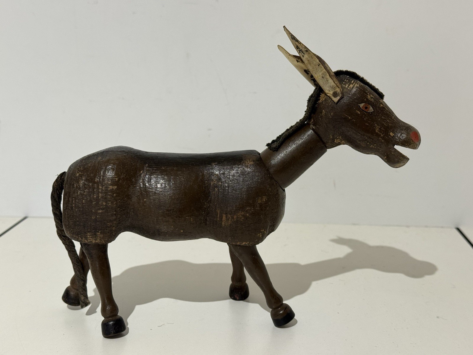 Schoenhut Wooden Humpty Dumpty Circus Mule Donkey 7.5” w/Leather Ears? c1910s