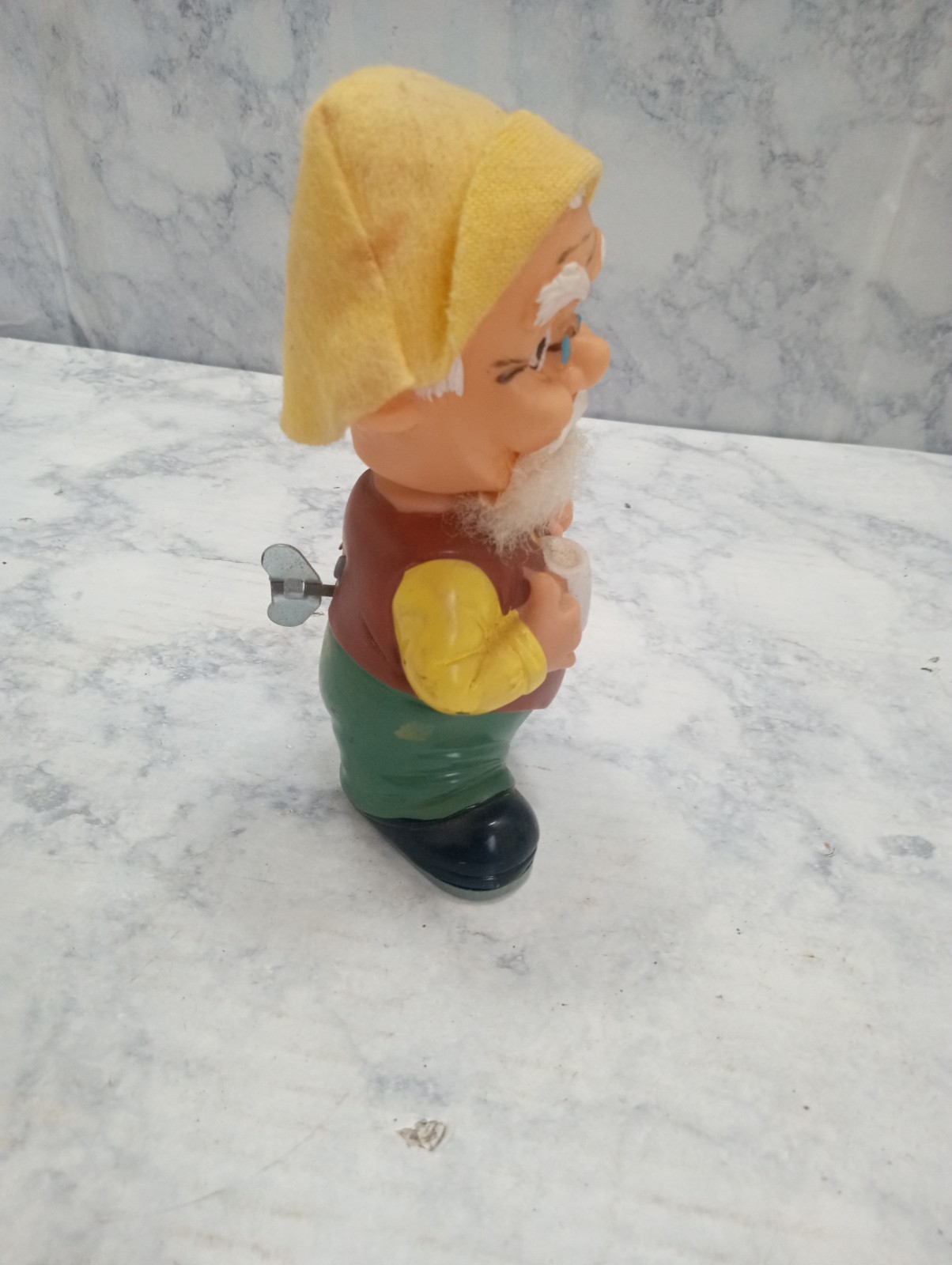 Vintage ALPS Brand Japan Key Wind Up Toy Figure Old Man with Coffee Cup WORKS