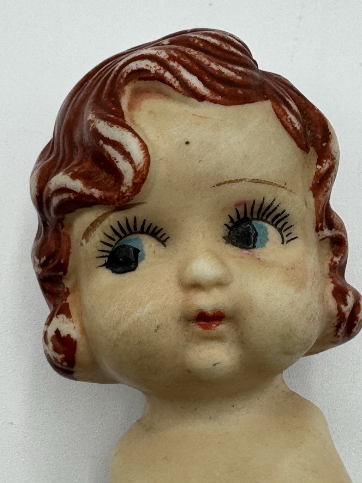 Antique Style Japan Bisque Doll 6” Painted Eyes Red Hair Vintage 1910 1920s