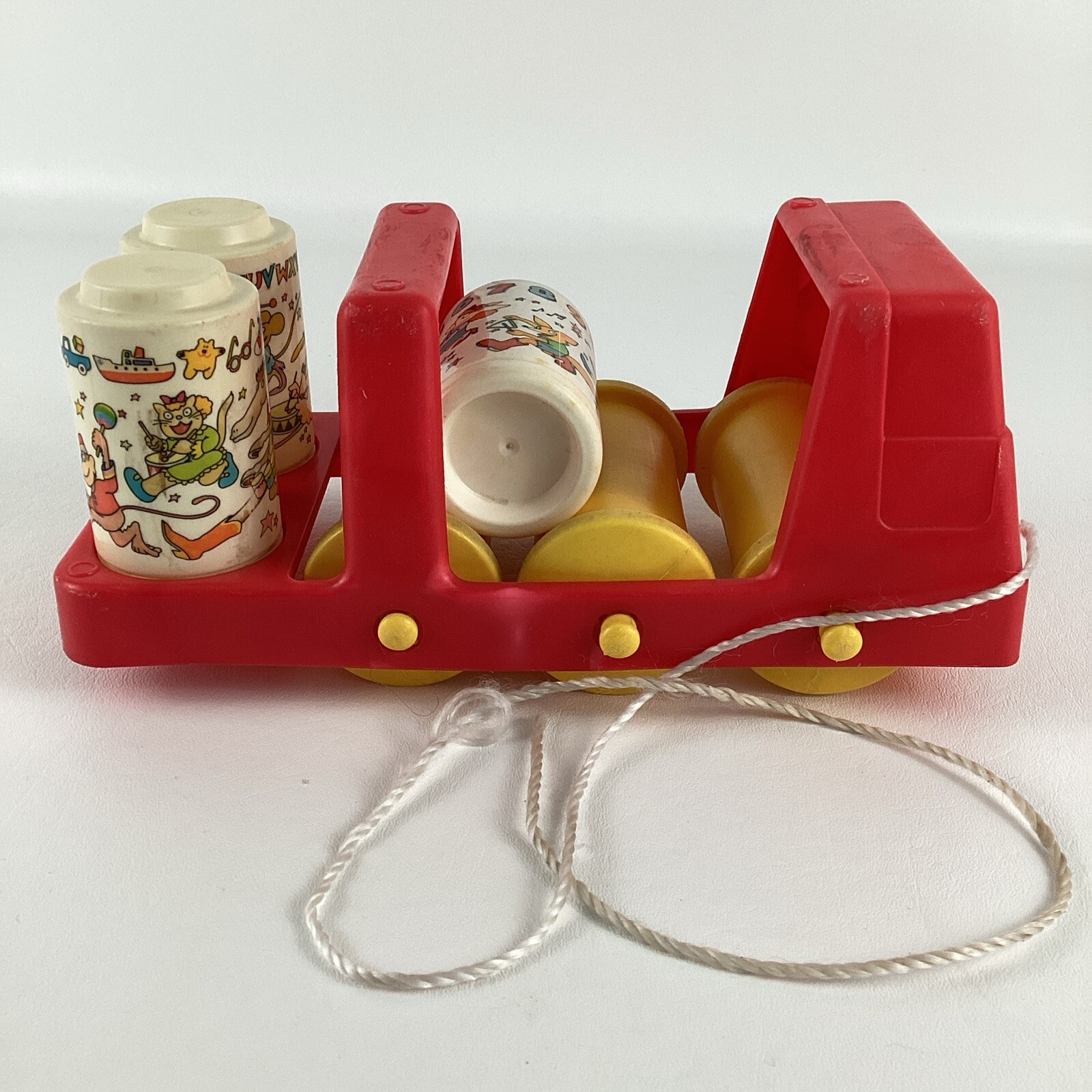 Johnson & Johnson Rhythm Roller Pull Toy Rattle Truck Toddler Vintage 1981