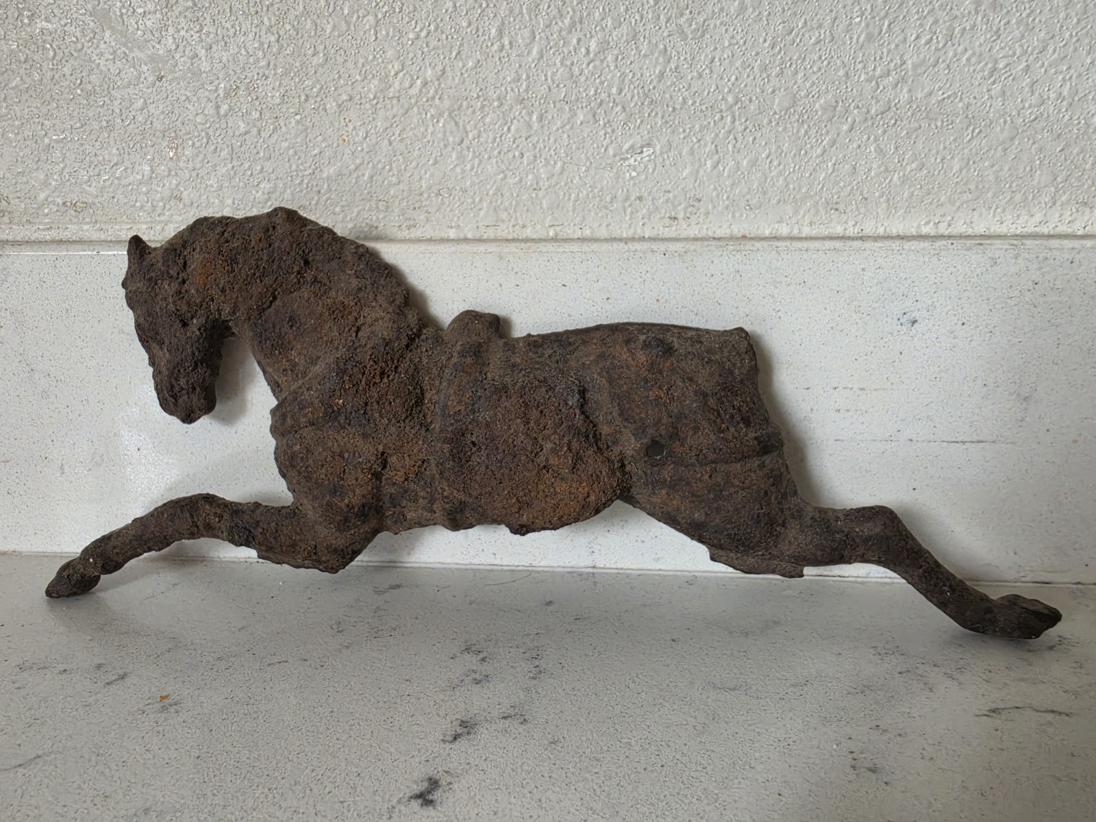 Antique Primitive Cast Iron Horse Toy Half Rusted Aged Salvaged Estate Find