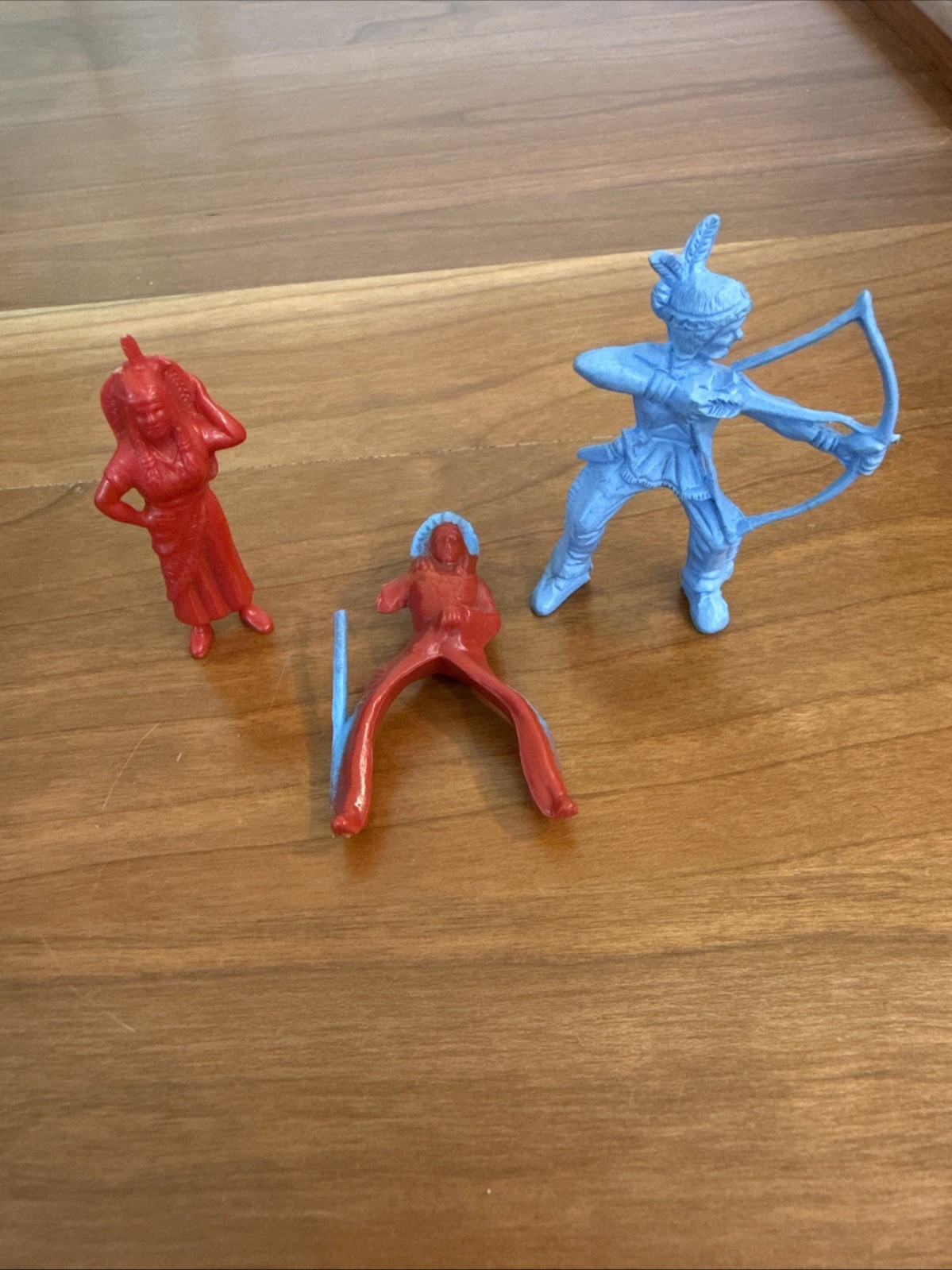3 Vintage 1950s Native American Indian Plastic Figurines