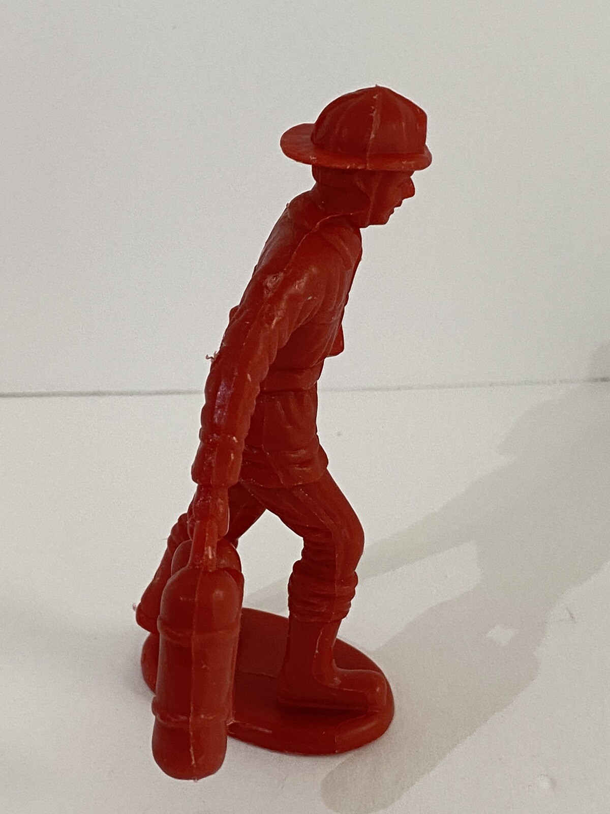 VTG Red Celluloid Plastic Rare HTF Red Fireman 4″ Inch Figure