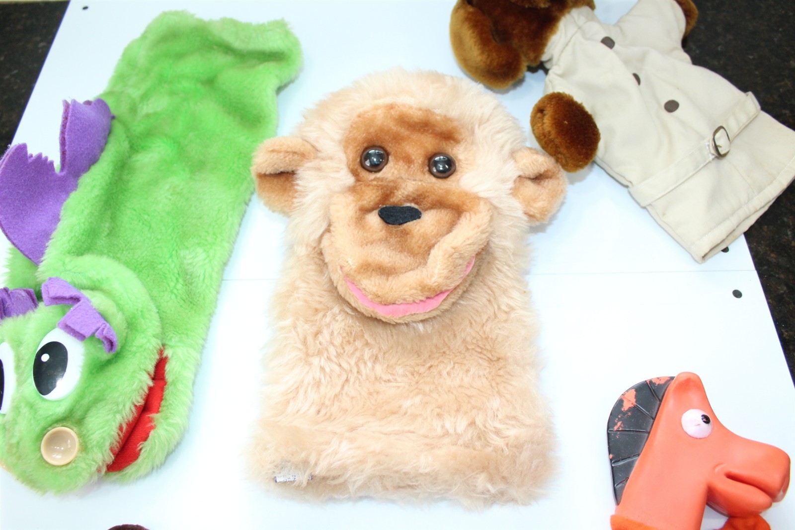 Vintage Puppets Lot of 5 Various Makers McGruff 1965 Pokey Monkeys Serpent