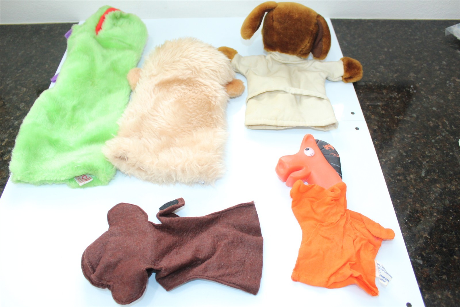 Vintage Puppets Lot of 5 Various Makers McGruff 1965 Pokey Monkeys Serpent