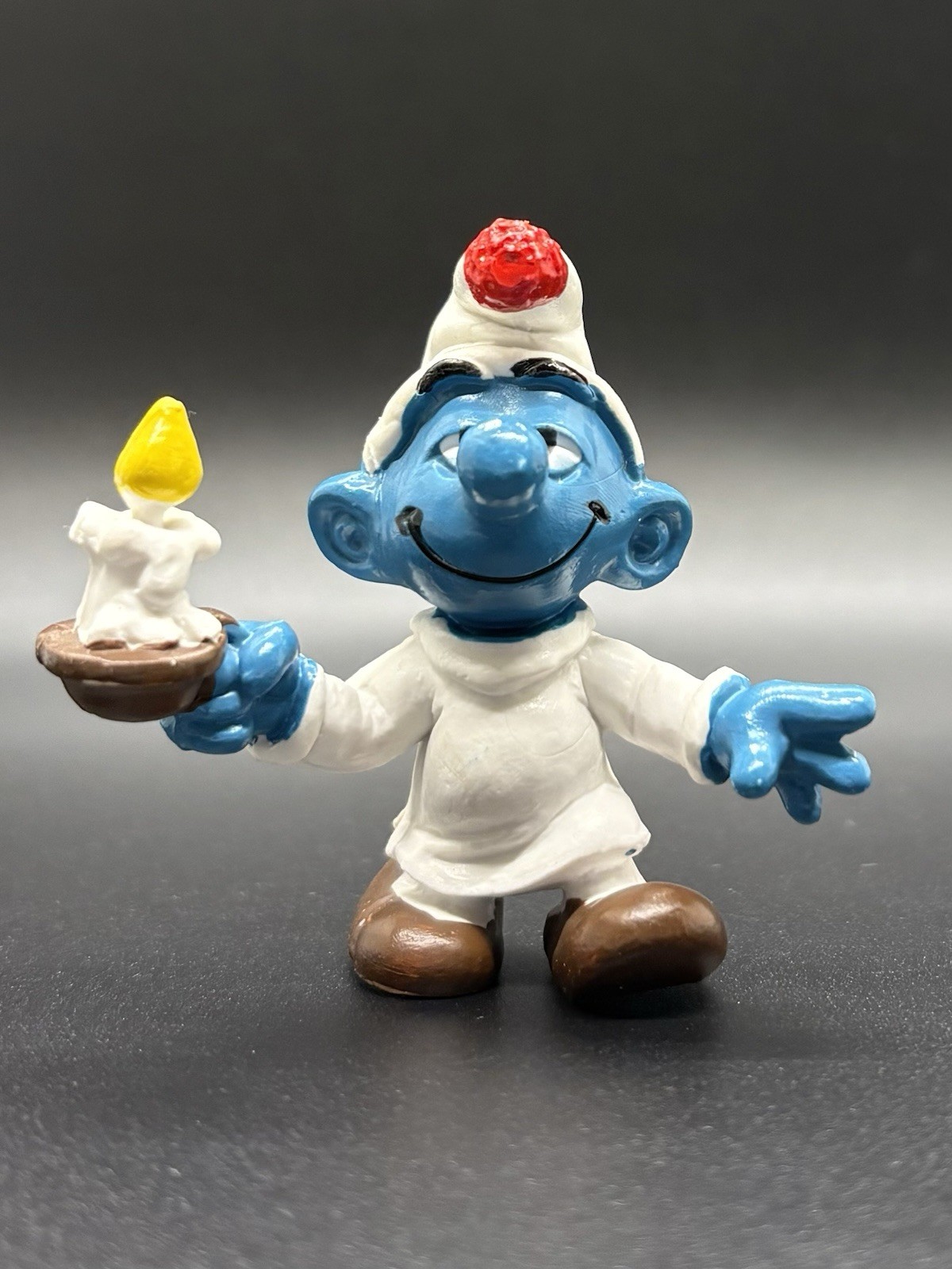 Vintage 1980 Schleich Smurf Bedtime with Candle Figurine Hong Kong Peyo W Berrie