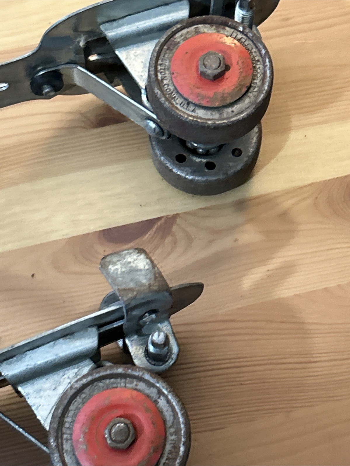 Vtg Union Hardware Roller Skates #5 Red Metal Wheels 1950s 1960s Adjustable USA