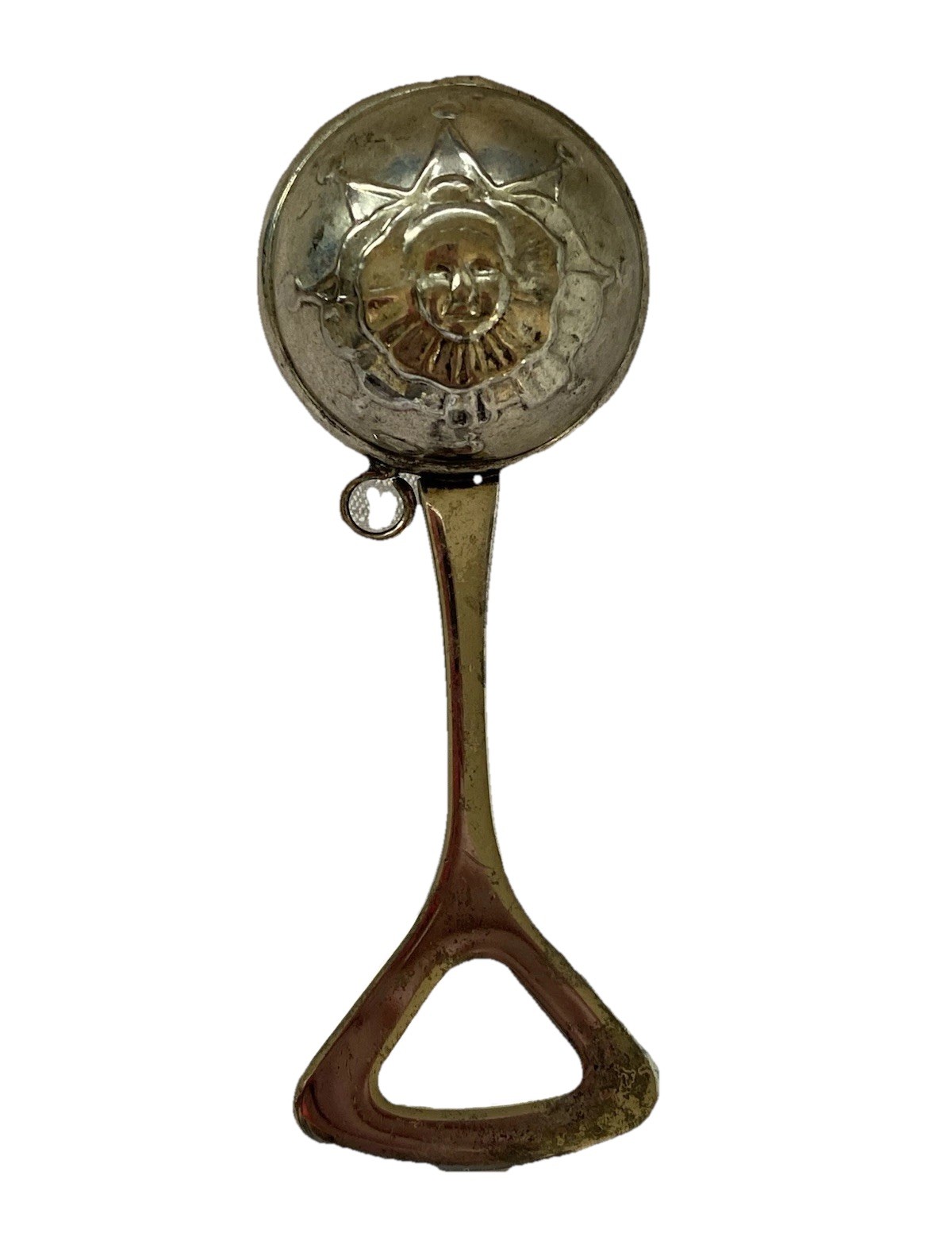 Antique Victorian /Edwardian / Gothic Sun Theme Baby Rattle early 1900-1920s