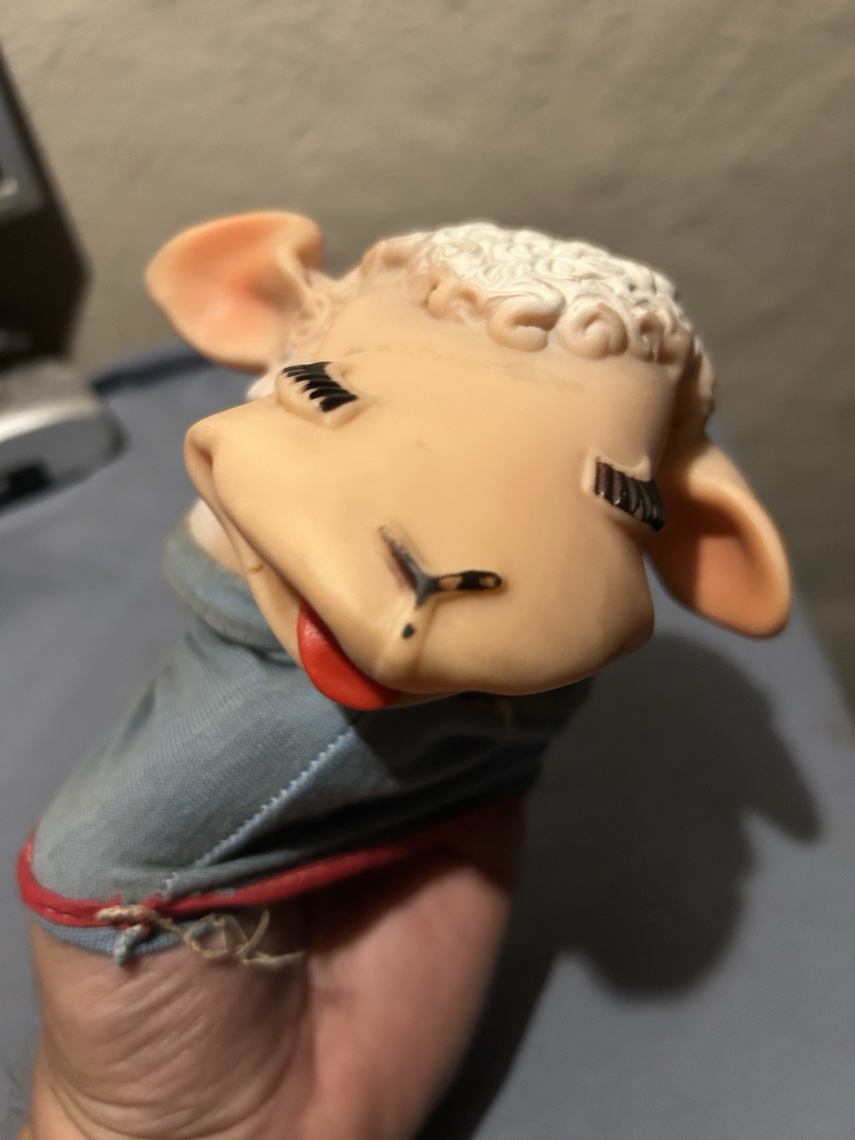 VTG Lamb Chop Hand Puppet 1960 Tarcher Shari Lewis Vinyl Rubber Head Blue Body