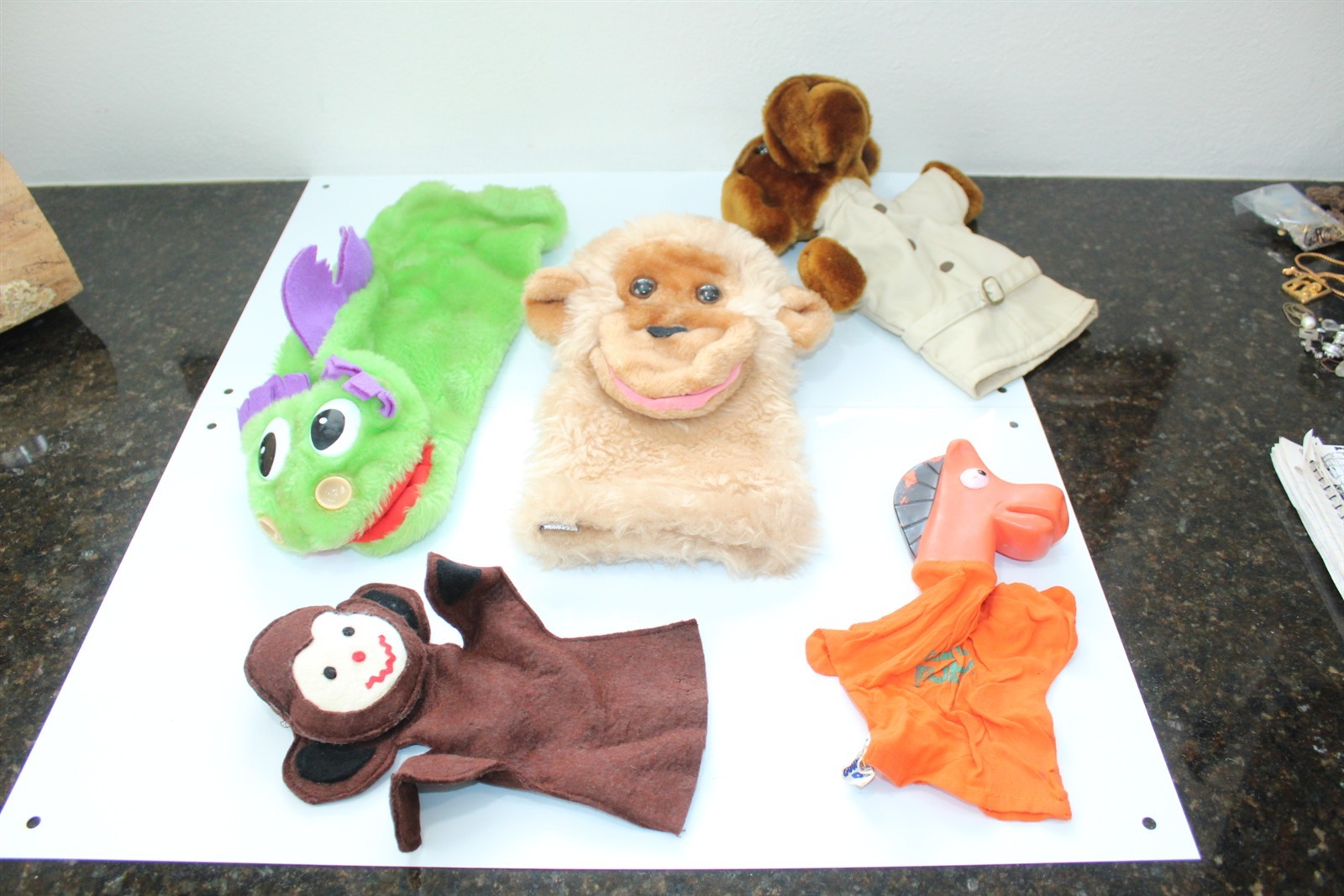 Vintage Puppets Lot of 5 Various Makers McGruff 1965 Pokey Monkeys Serpent