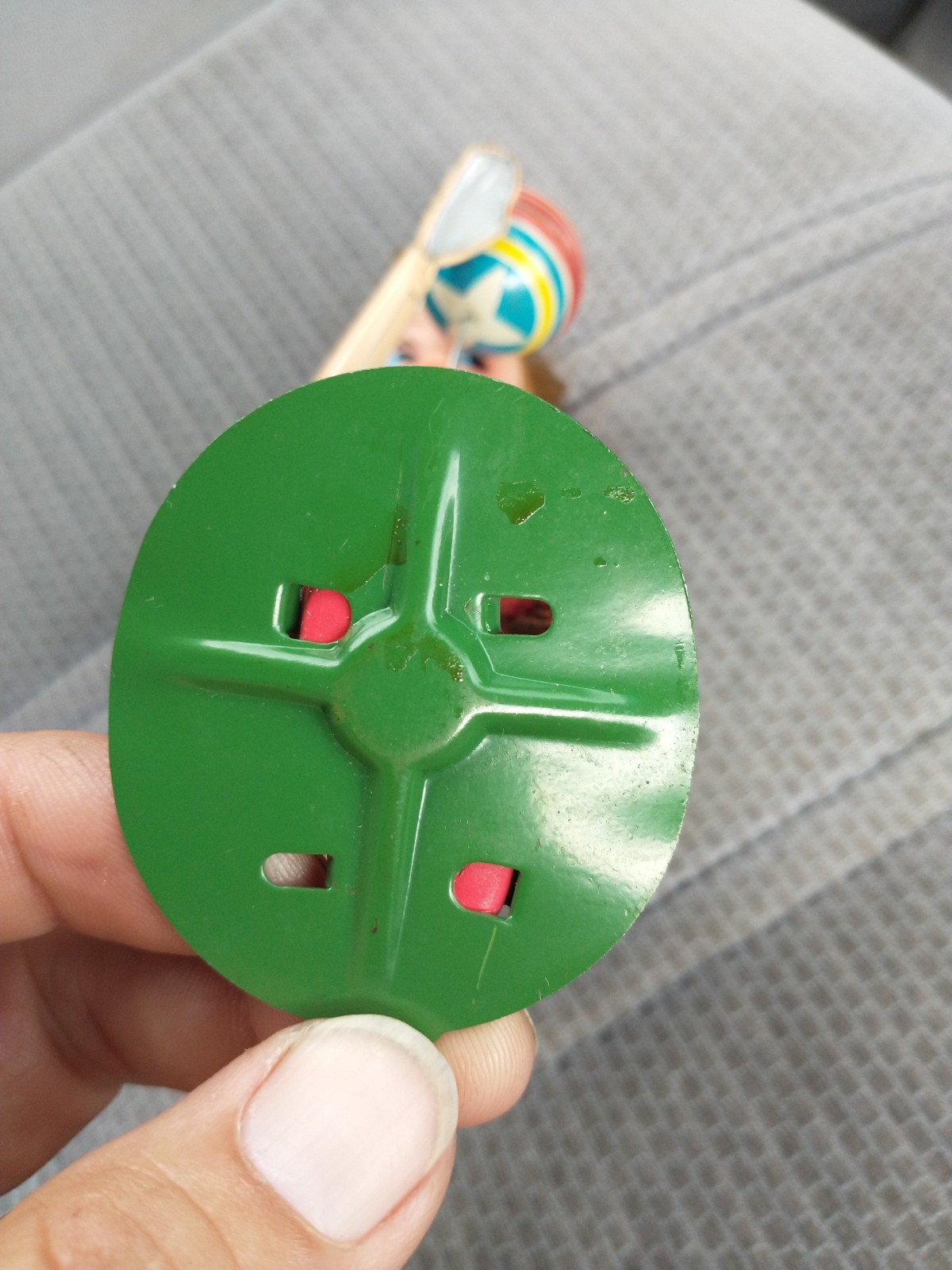 Vintage Japanese Mechanical Suzy Wind-Up Tin Toy / Bouncing a Ball