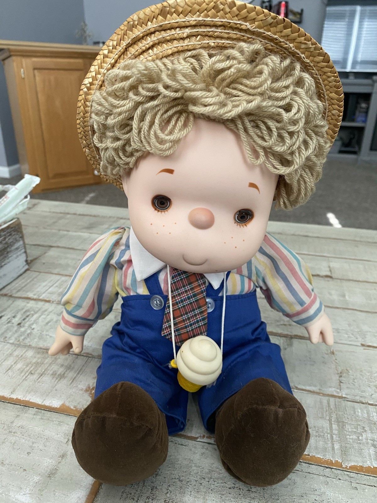 Vintage: Ice Cream Doll, by J. Shin Complete: Boy Hat, Cone, Tie, Overalls 1980s