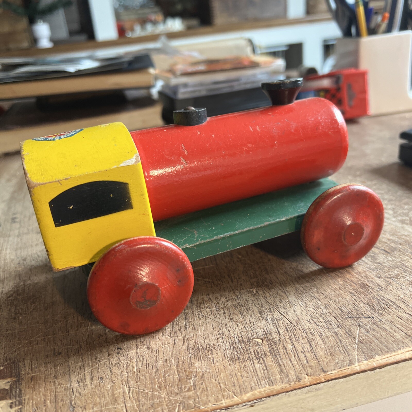 1927 ANTIQUE THE TED TOY-LERS BEDFORD, MASS WOOD & TIN TRAIN 7″ #6G