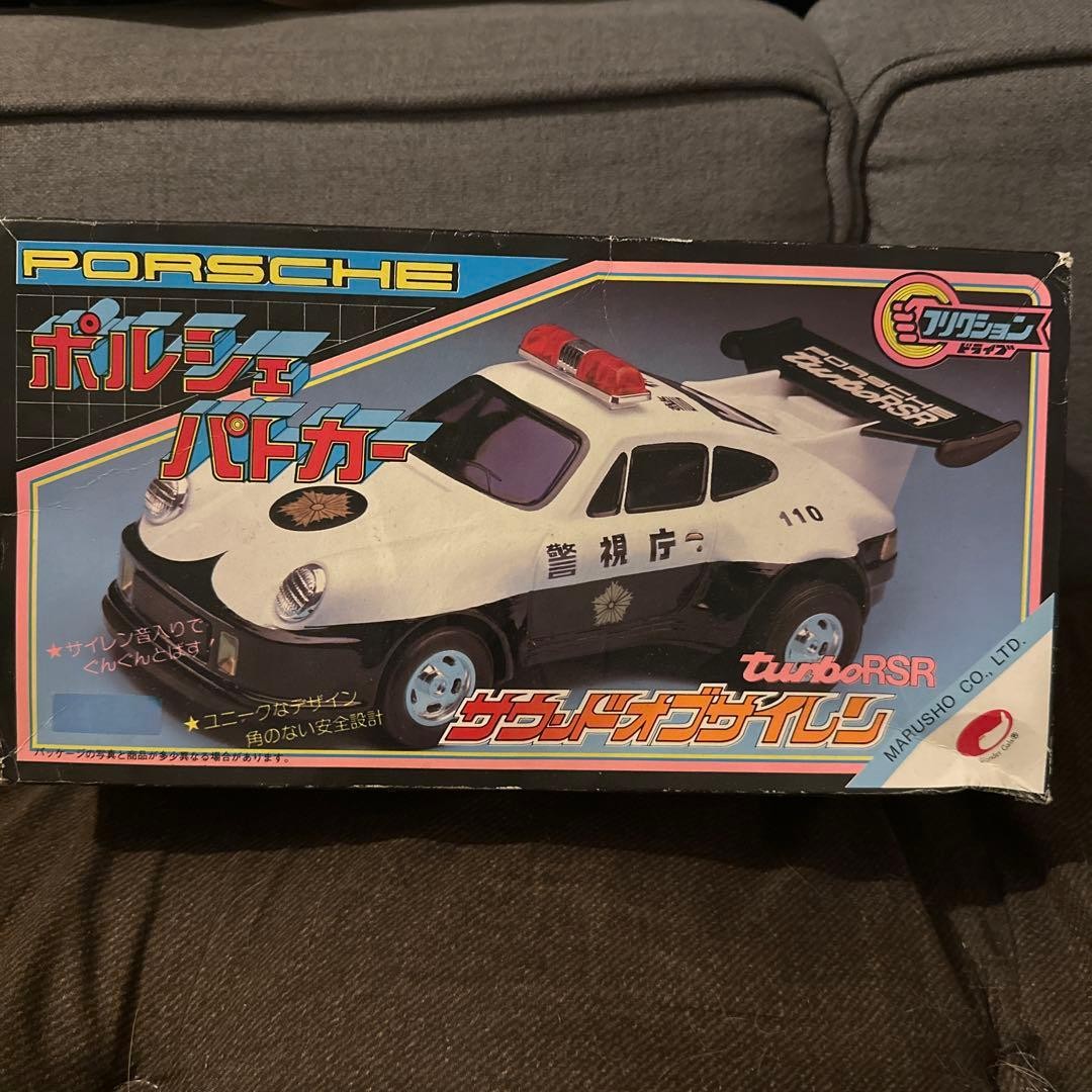 Vintage Japanese Tin Toy Porsche Police Car Turbo RSR Emergency Vehicle