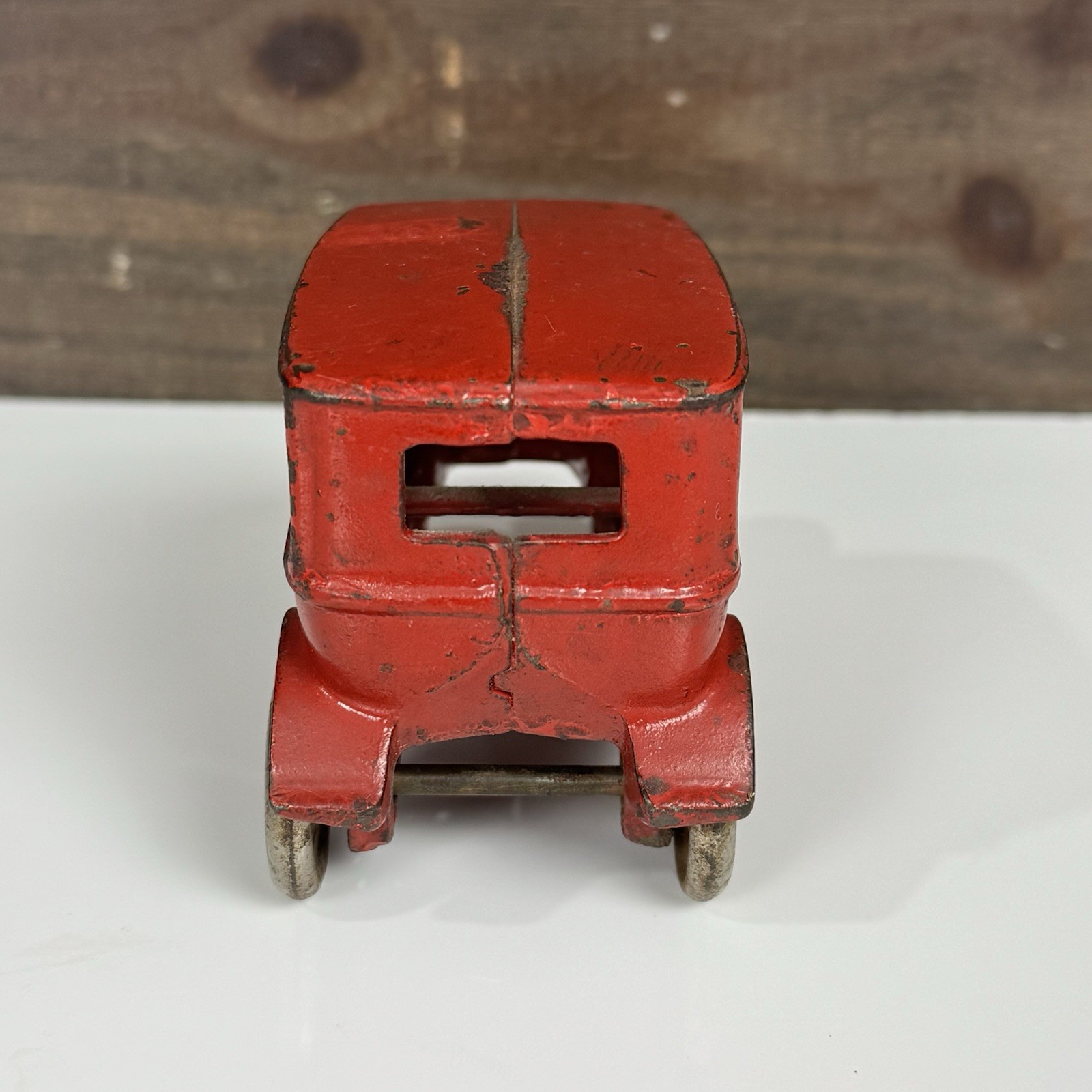 Arcade MFG Co. Antique Cast Iron Red Car Ford Model T Coupe Nickel-Plated Wheels
