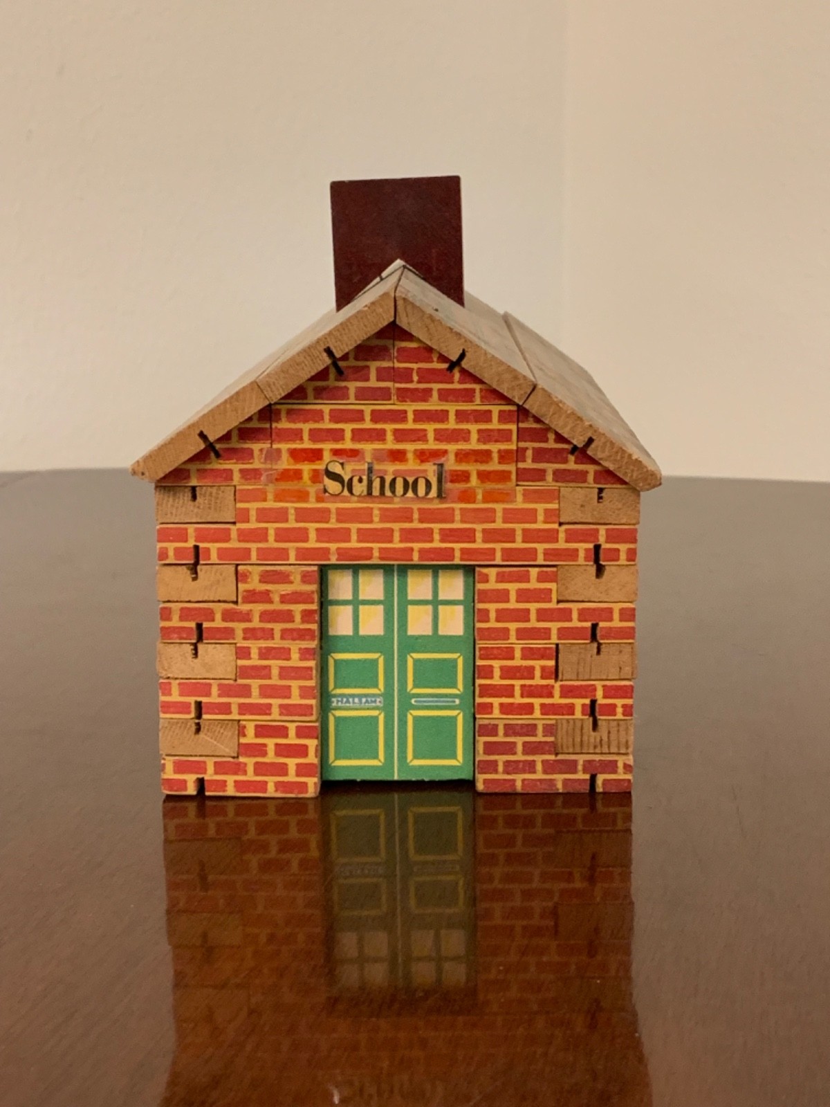 VTG HALLSAM Wooden School Building Toy Model England 50s Educational Playset