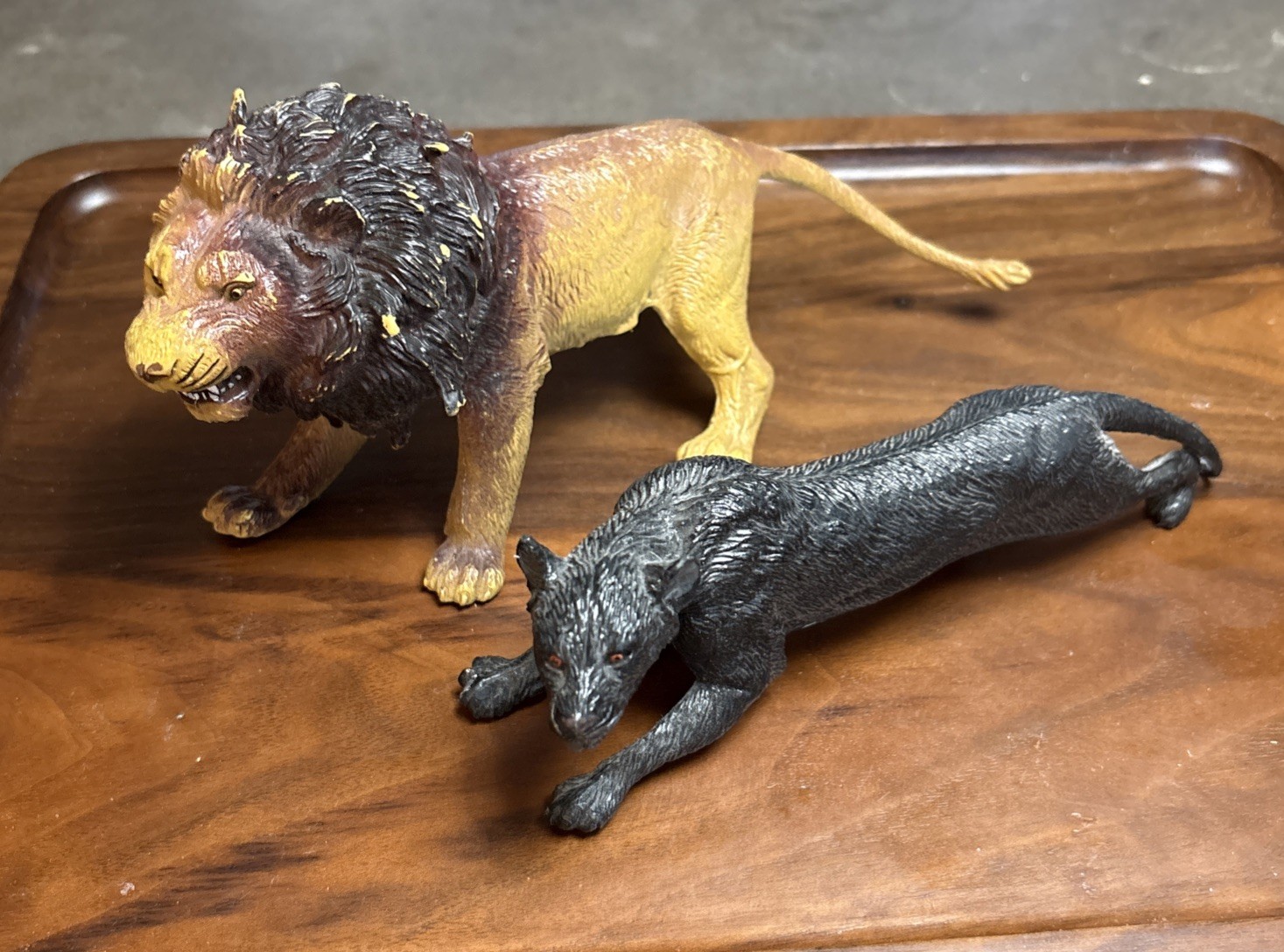 Vintage 1990’s Lot AAA hard Rubber Toys Lion Panther Good Paint