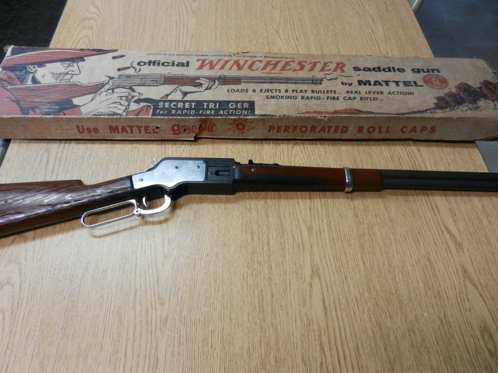 Mattel Toy Official Winchester Saddle Gun W/ Original Box Circa 1958 No Bullets