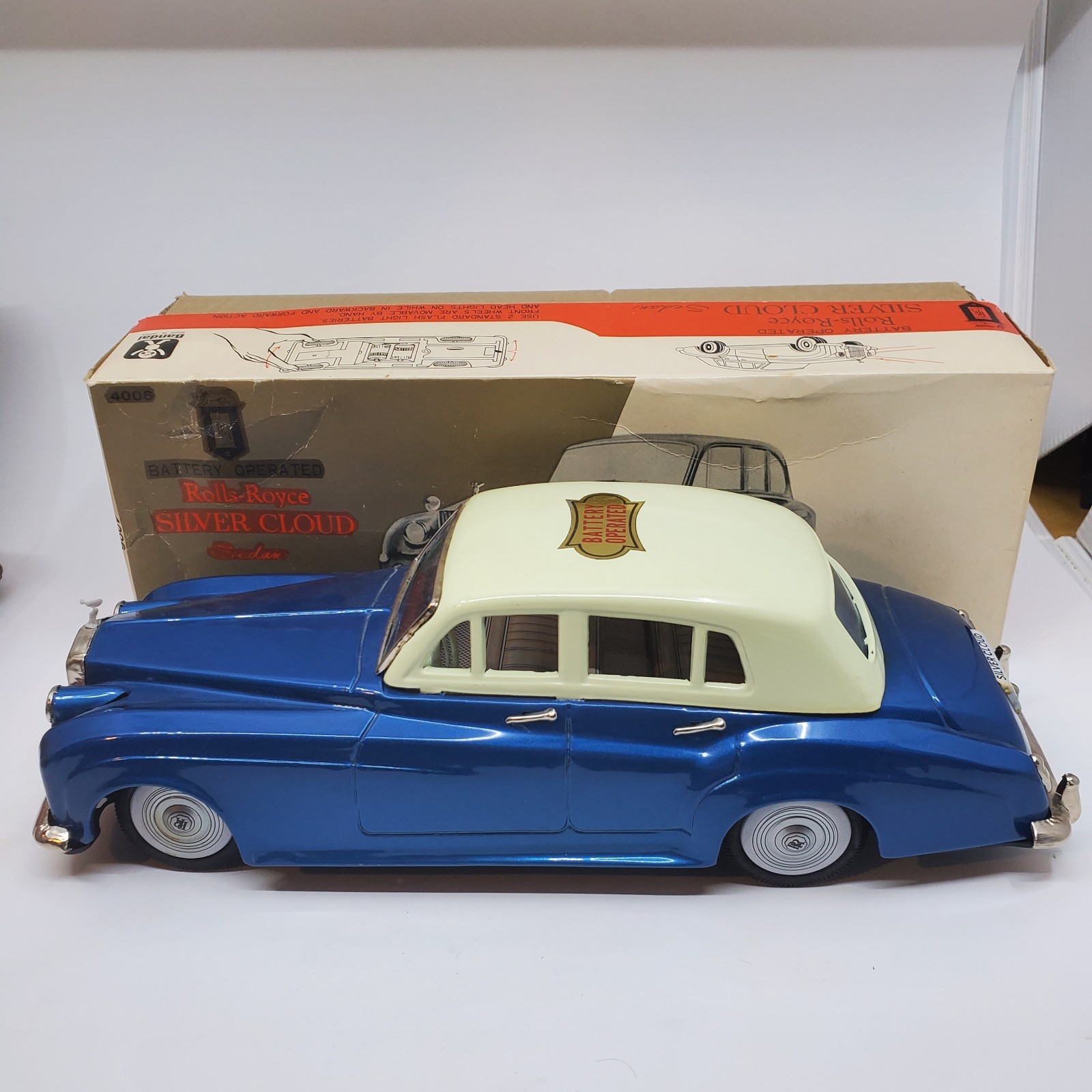 Vintage Bandai ROLLS-ROYCE SILVER CLOUD Tin Litho w/BOX 1960s Super Clean