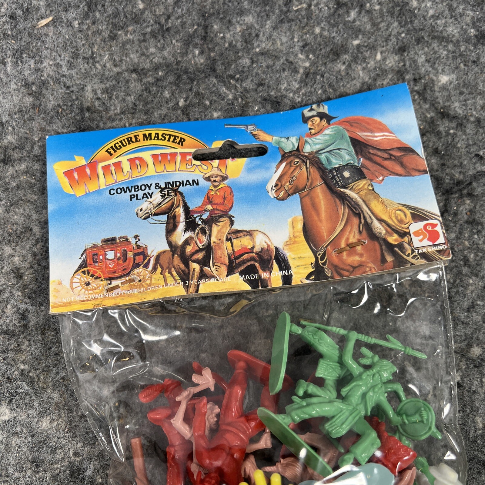 VTG Takshing Figure Master Wild West Cowboy & Indian Play Set NEW & SEALED