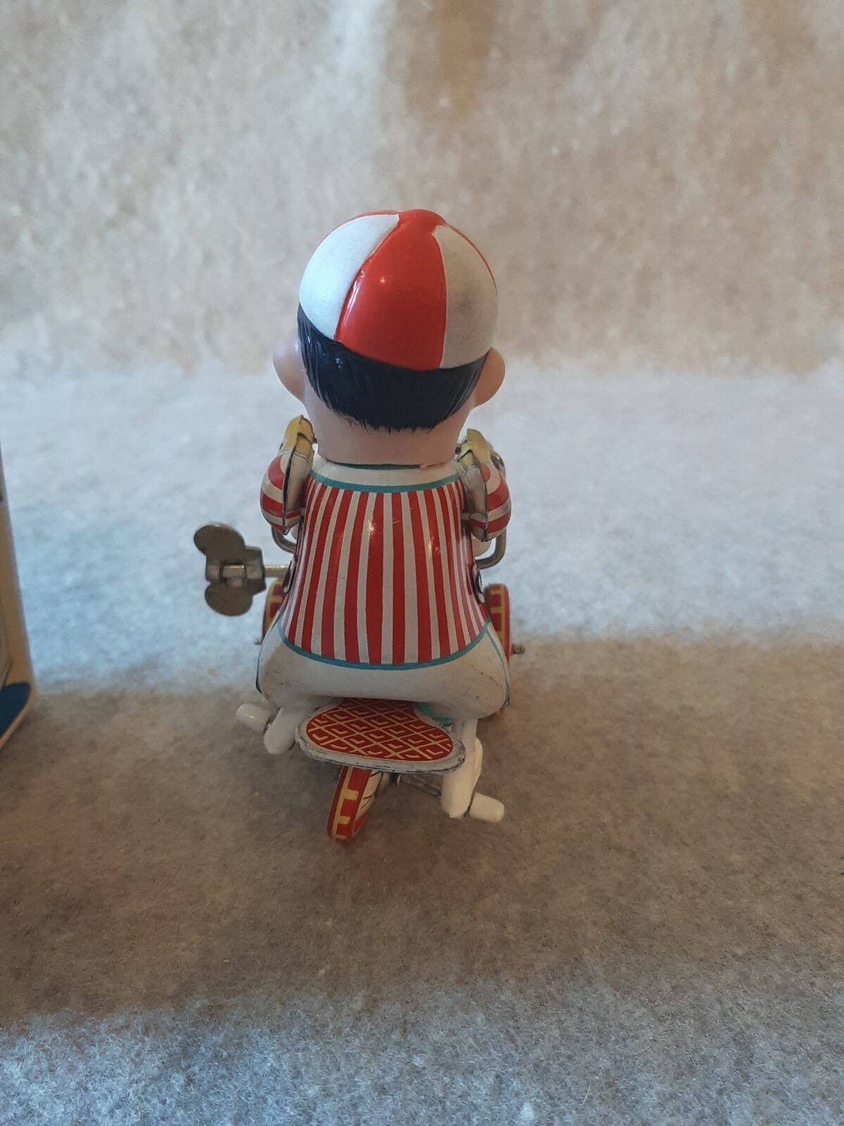 Vintage Chinese Wind Up Tin Toy in Box Icecream Boy Cart Vendor