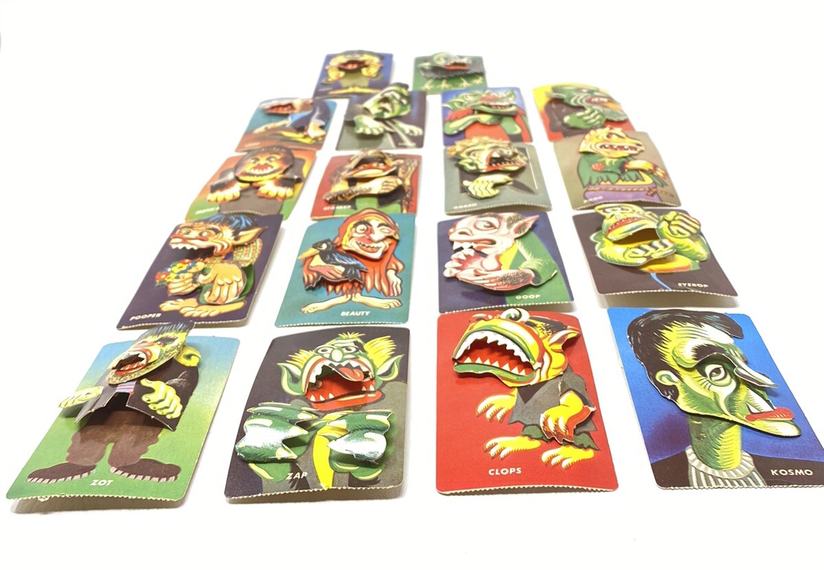 Uncommon 1965 ED-U-CARDS MFG. CORP. Mini Monster “Sculptees” 3D Cards 18 Total