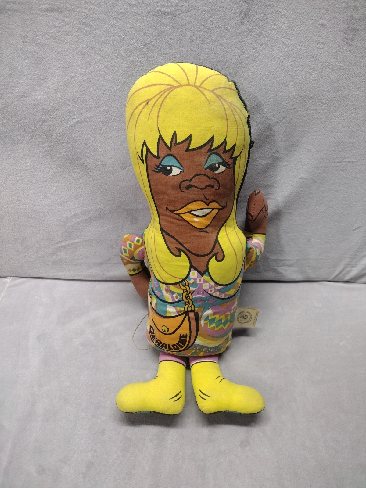 Vintage 1970 Flip Wilson Geraldine Pull-String Talking Doll Non Working 16″