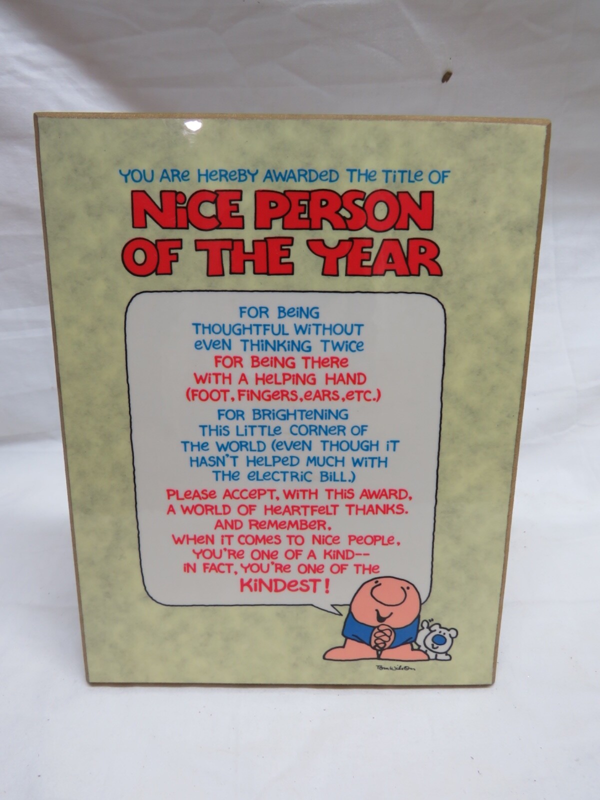 ZIGGY “Nice person of the year” Plaque 1983 AMERICAN GREETINGS