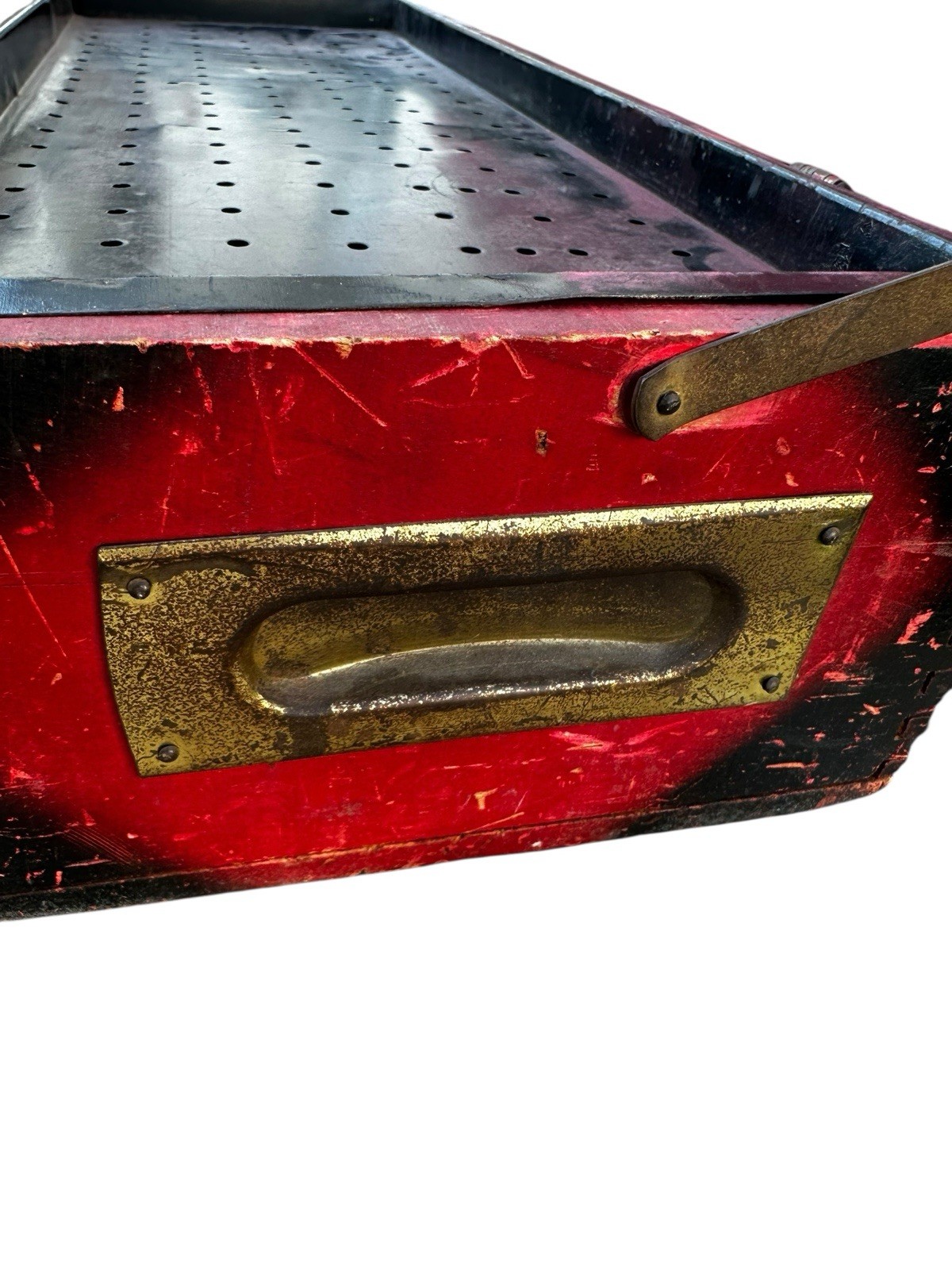 “The New Erector” Wooden Toy Box 1920s–30s A.C. Gilbert Original Red Paint