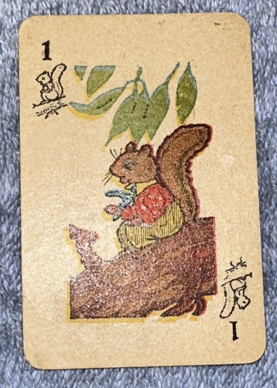 Vintage Animal Rummy Card by Russell Card Games – Replacement #1 Squirrel Card