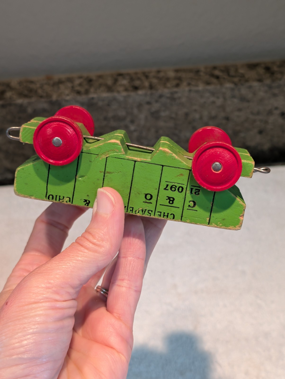 Vintage Strombecker Wooden Toy Train 4 Piece Set Made In USA 1950s